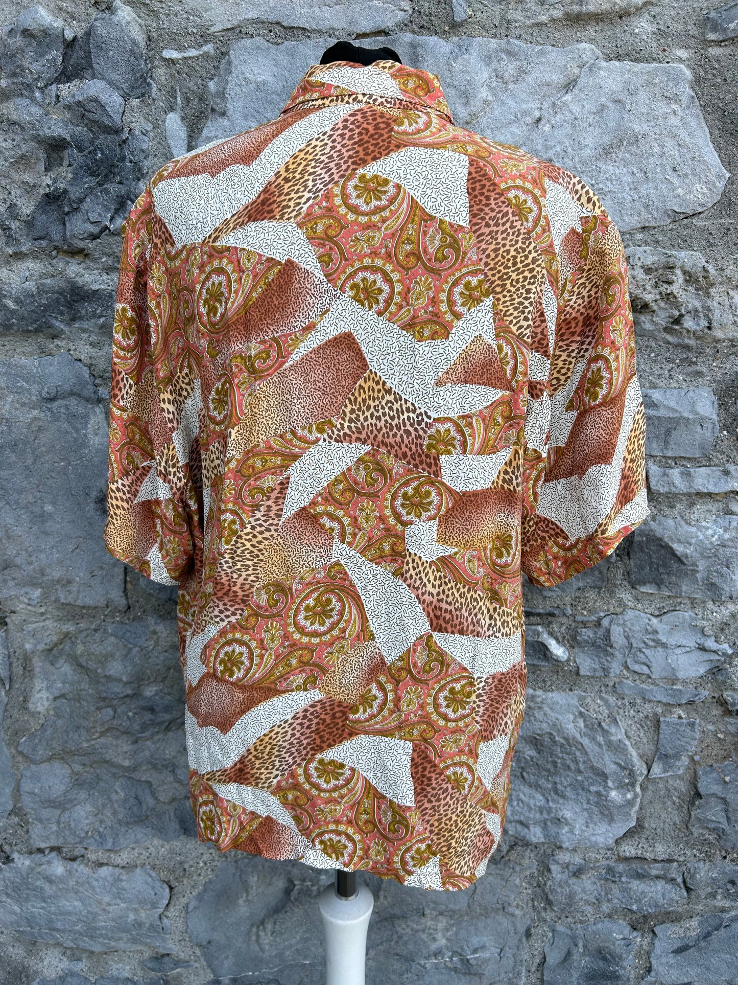 80s brown abstract shirt Small