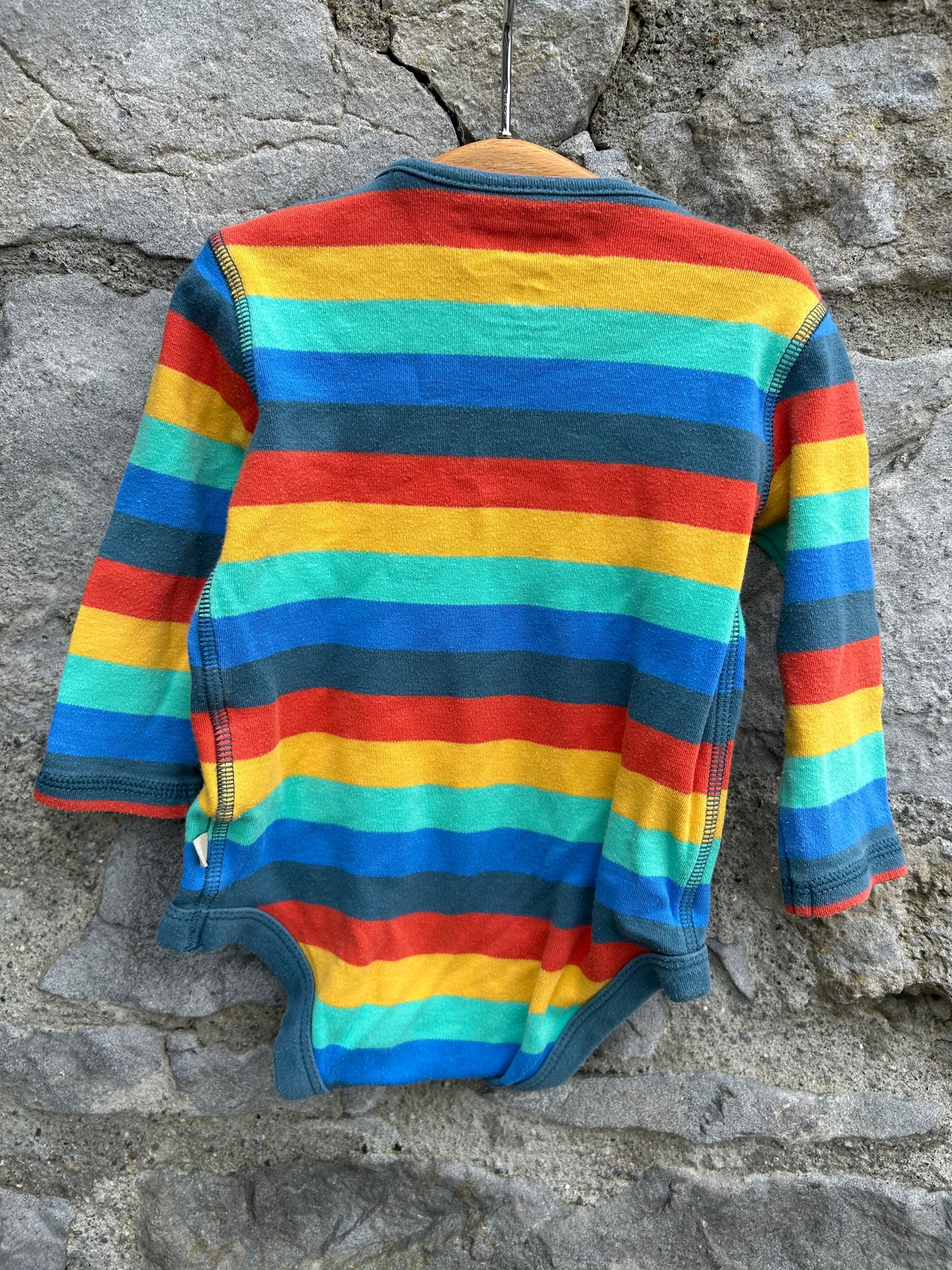 Rainbow vest&navy dungarees 3-6m (62-68cm)