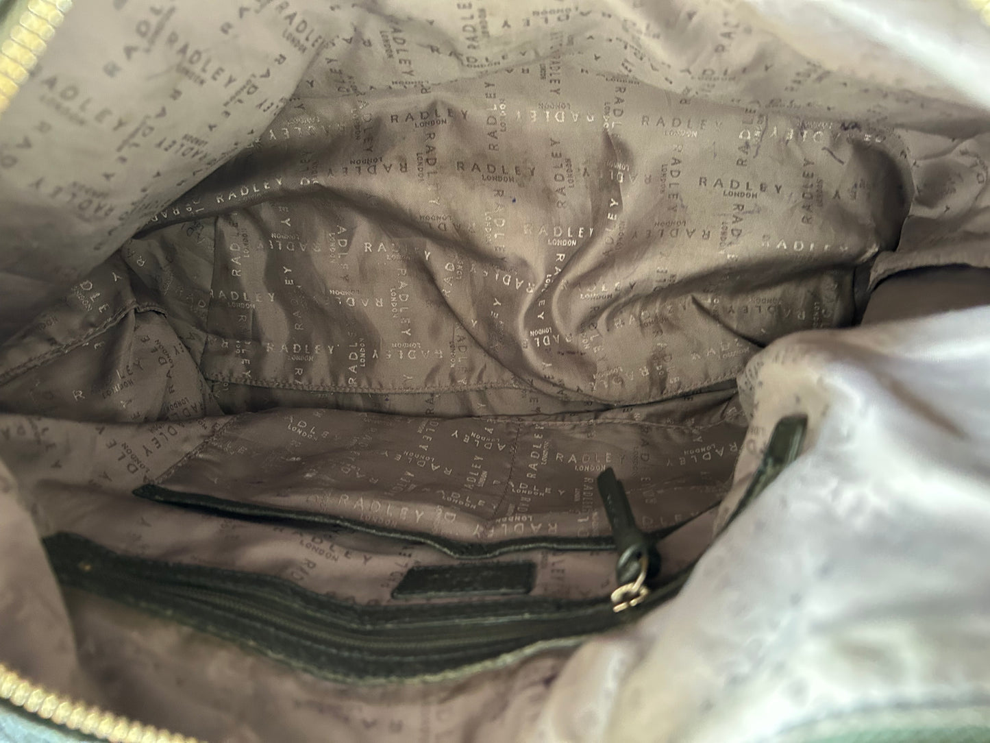 Grey leather handbag