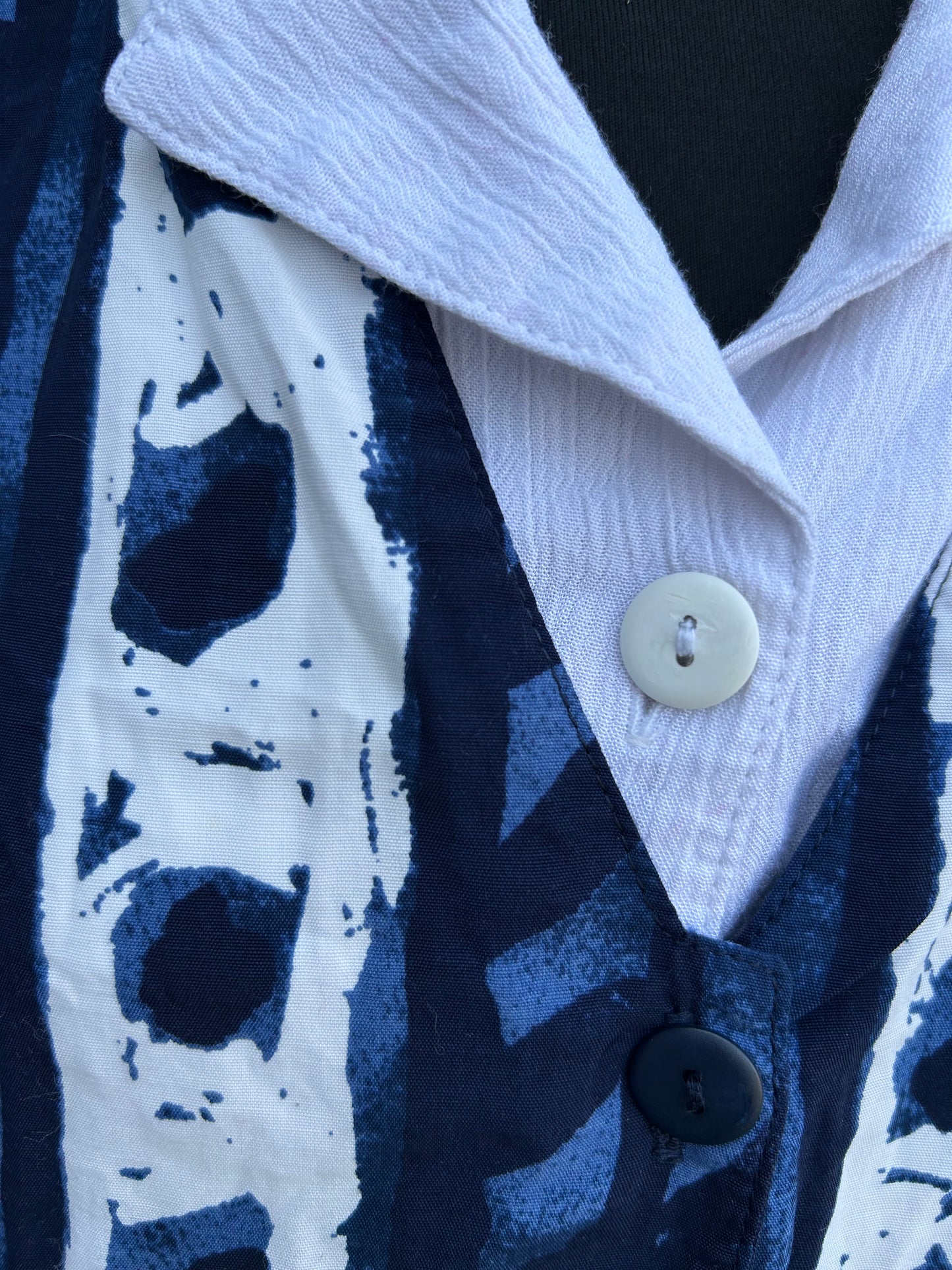90s blue abstract waistcoat&blouse uk 12-14