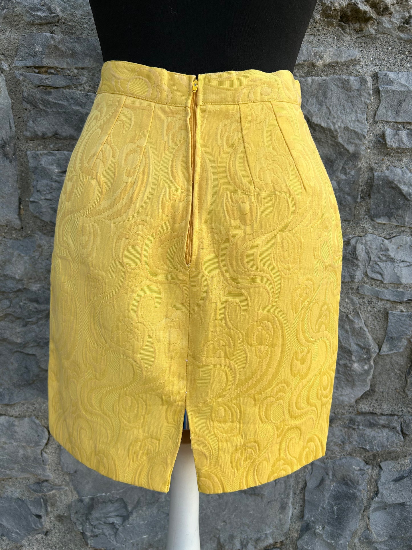 90s yellow brocade skirt uk 8