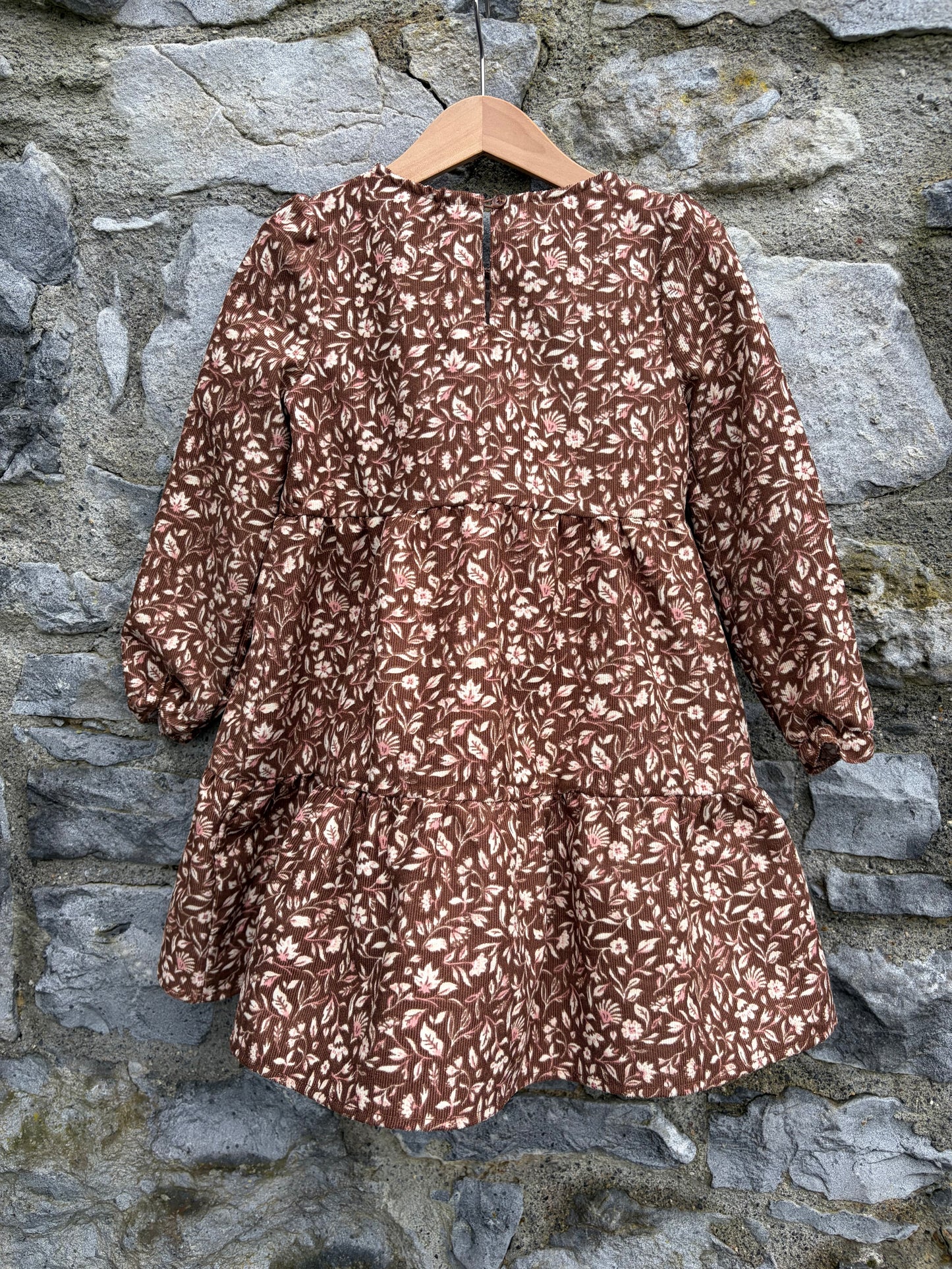 Brown botanic print cord dress 3-4y (98-104cm)