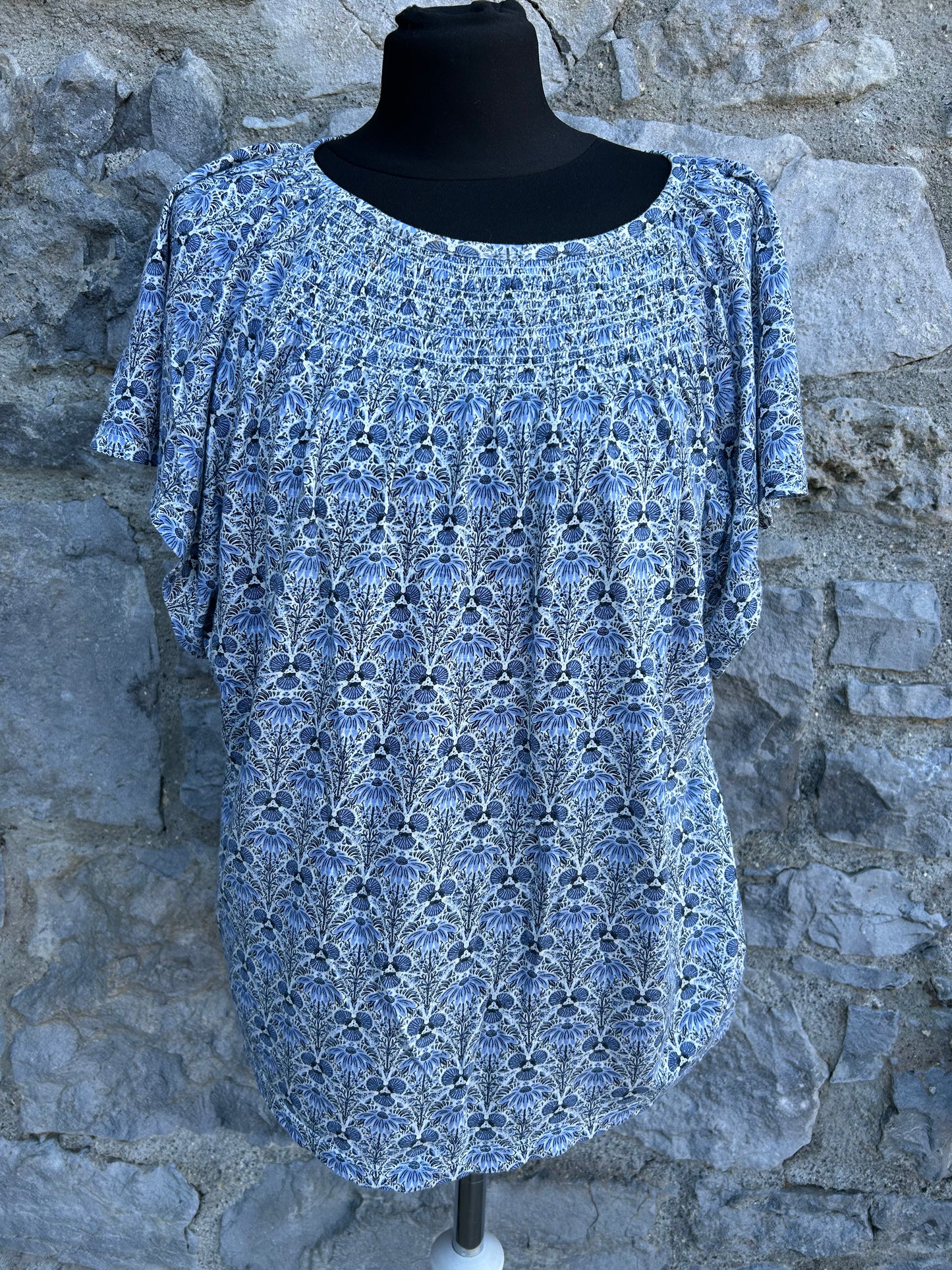 Blue patterned top uk 18
