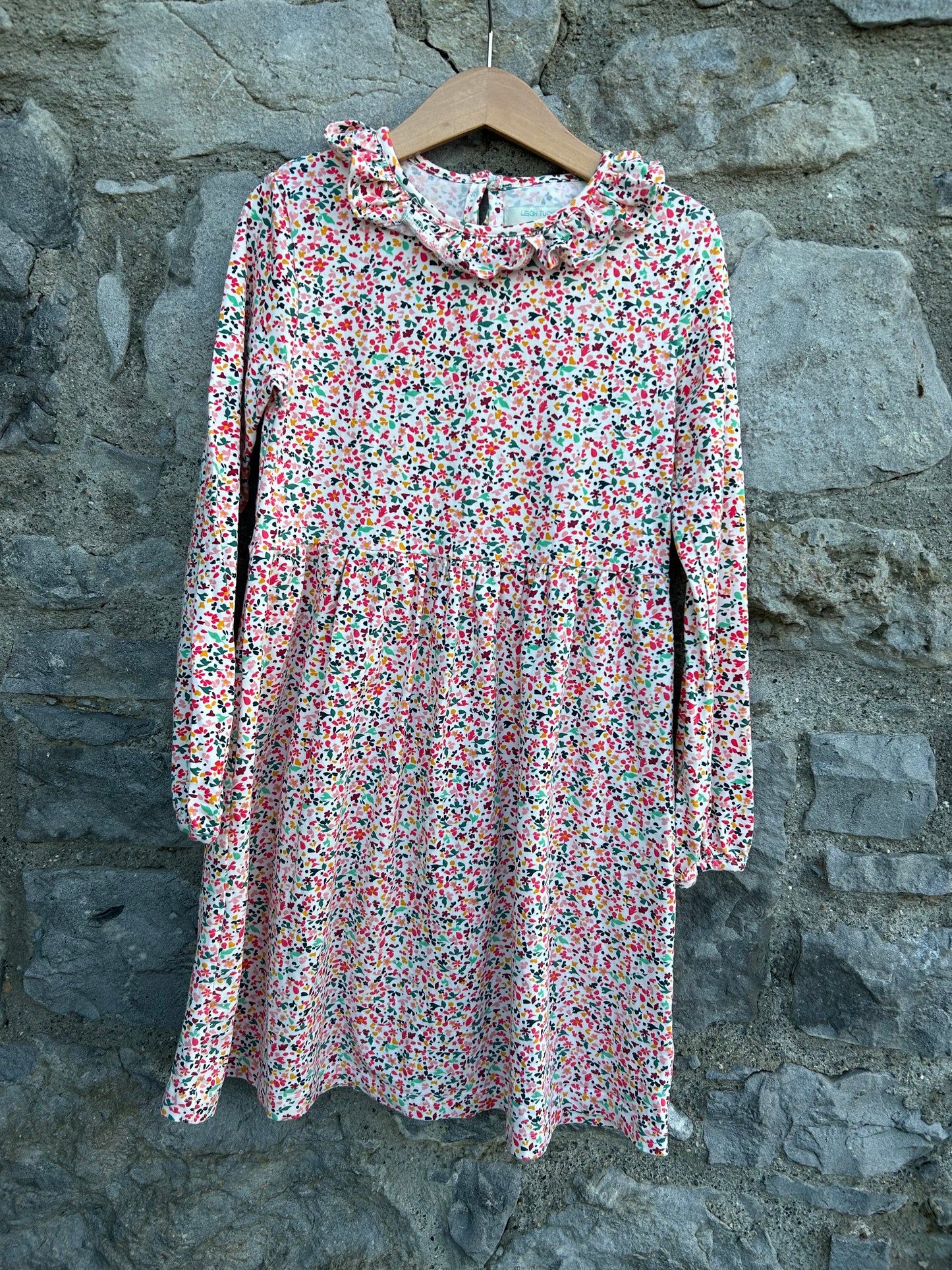 Pink floral dress with ruffle collar 6-7y (116-122cm)