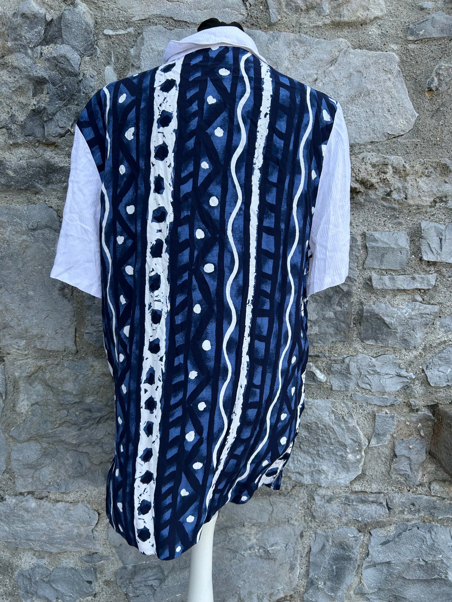 90s blue abstract waistcoat&blouse uk 12-14