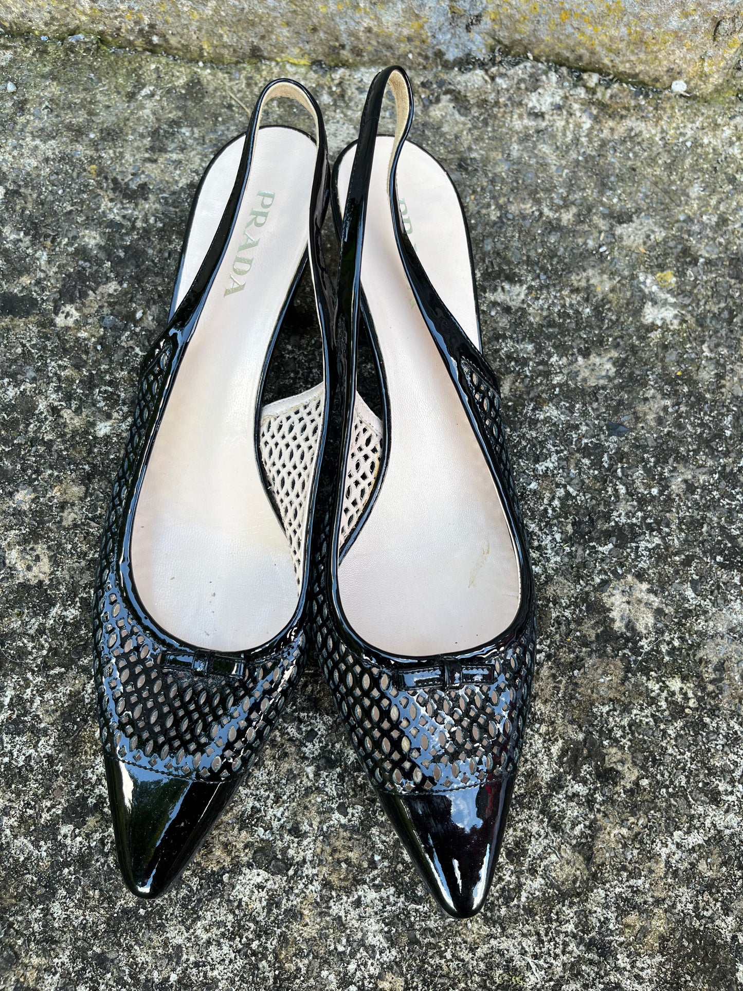 Slingback Black patent low heels uk 6 (eu 39)