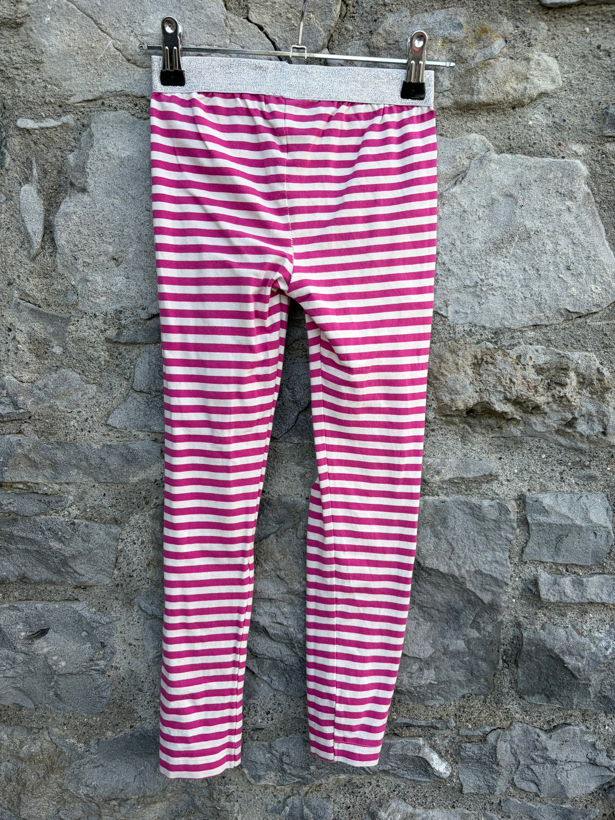 Pink stripy leggings 6-7y (116-122cm)