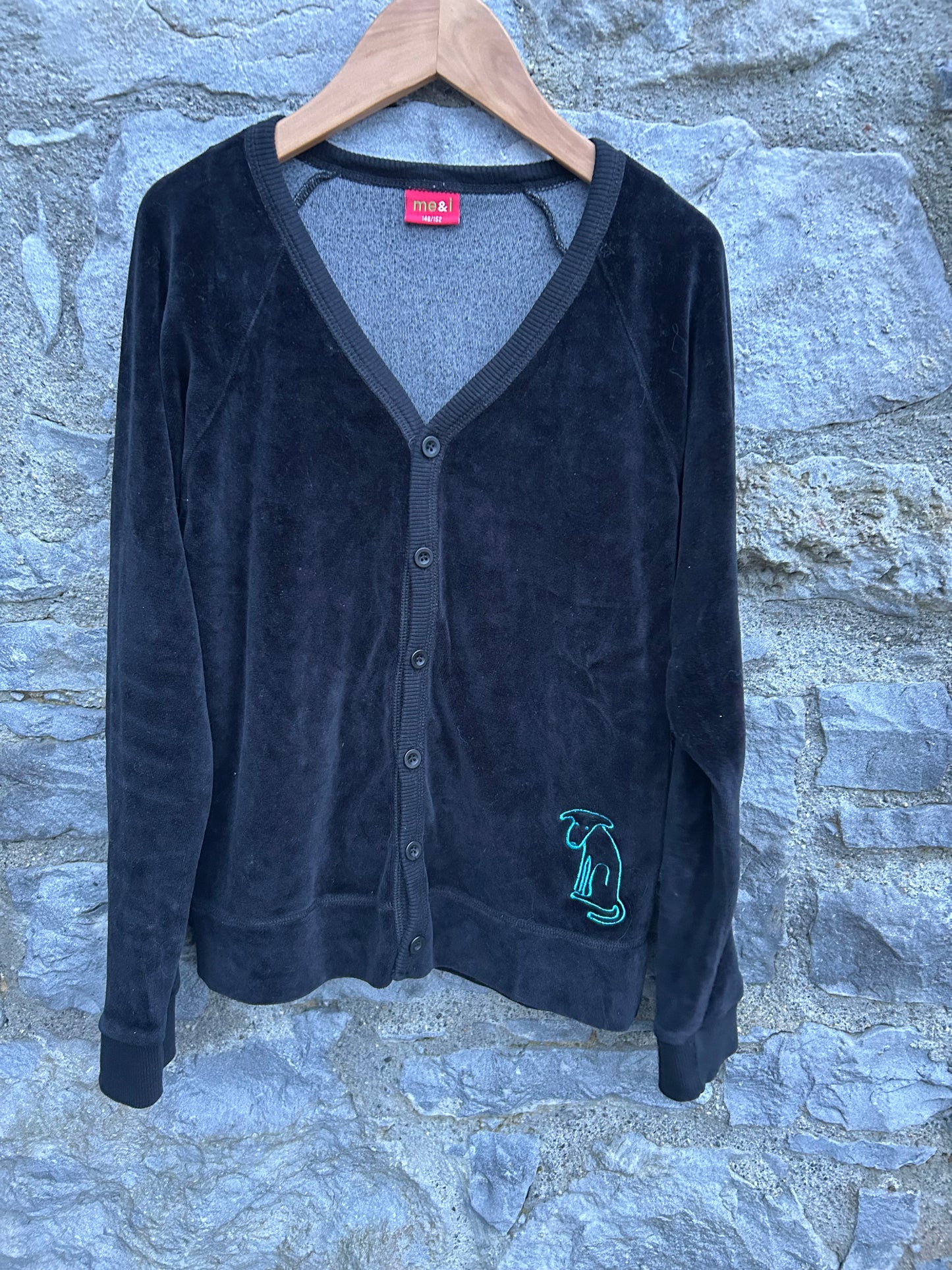 PoP Black velour cardigan 11-12y (146-152cm)