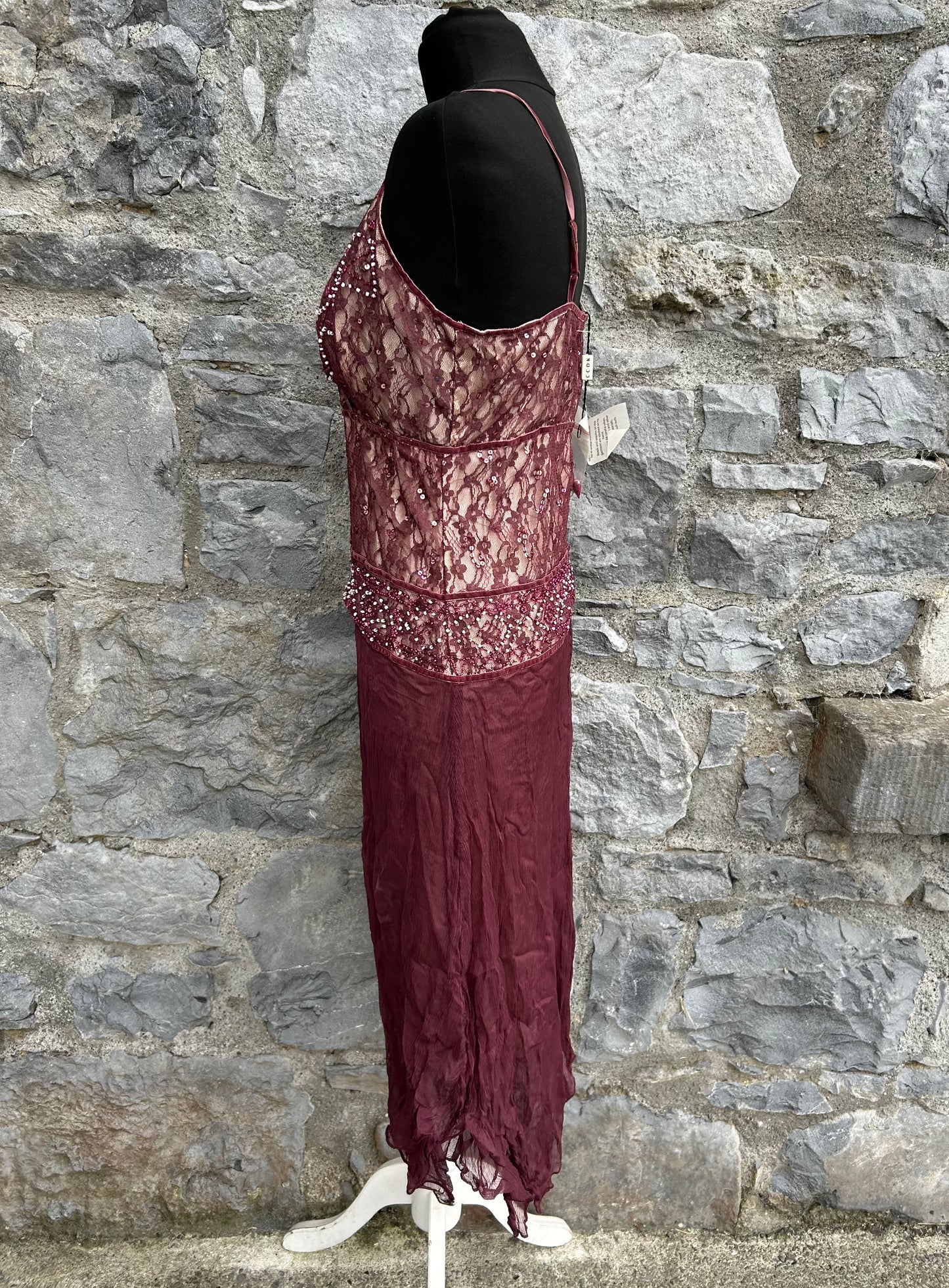 Y2K maroon lace dress uk 10