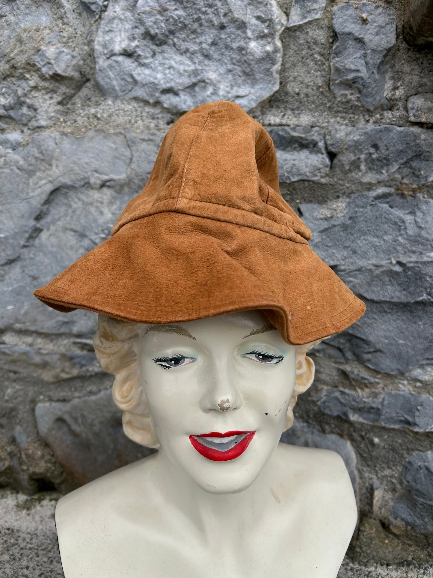 Brown leather hat
