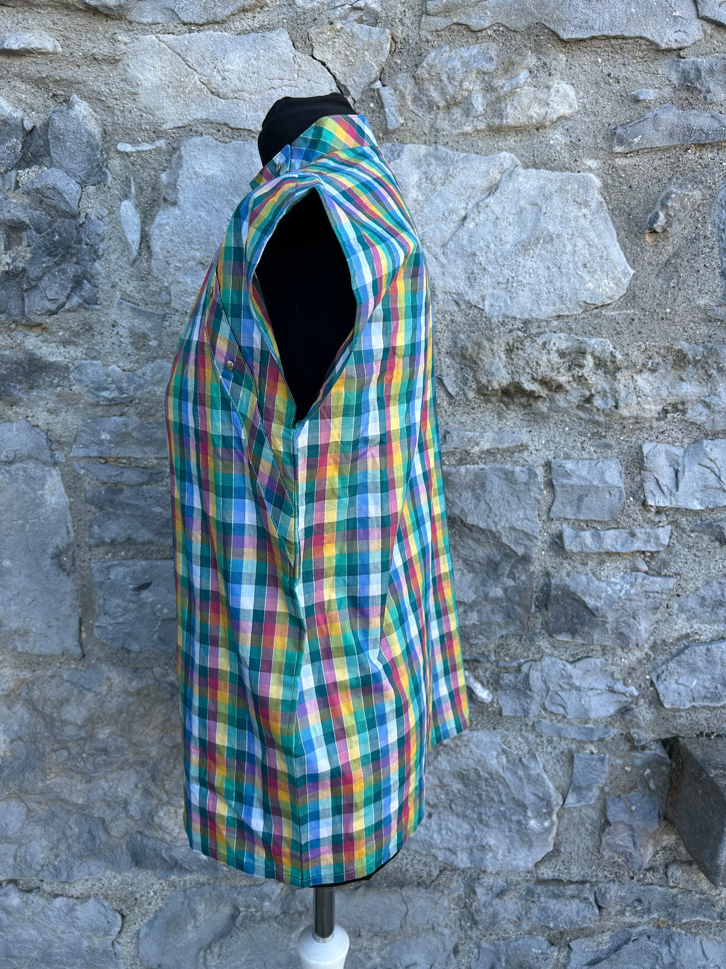 80s rainbow check top&skirt uk 8