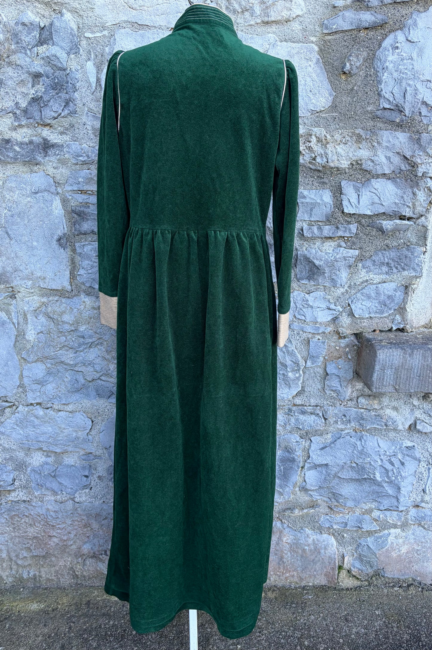 80s Green velvet coat dress uk 12