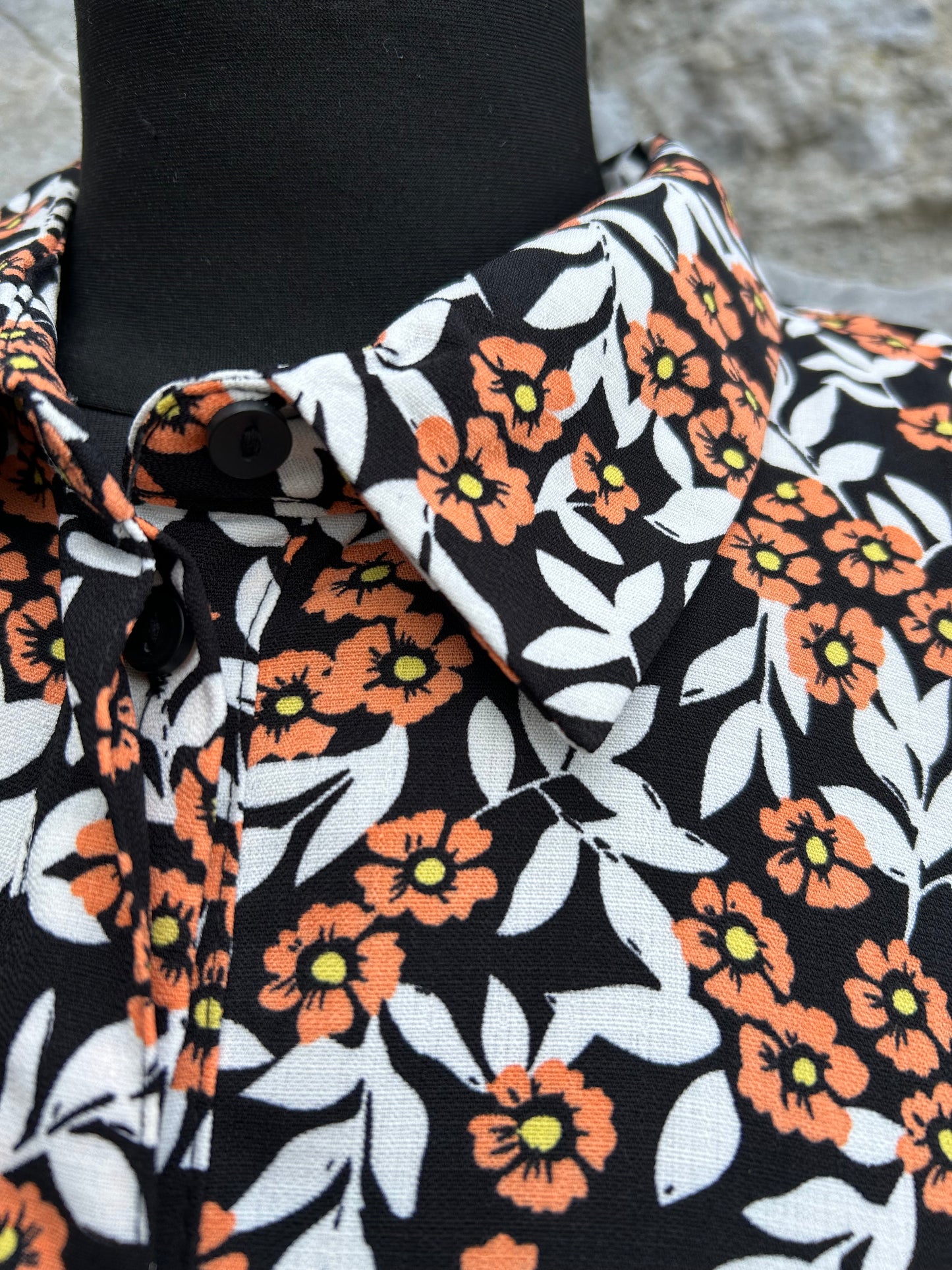 Orange flowers shirt dress uk 10-12