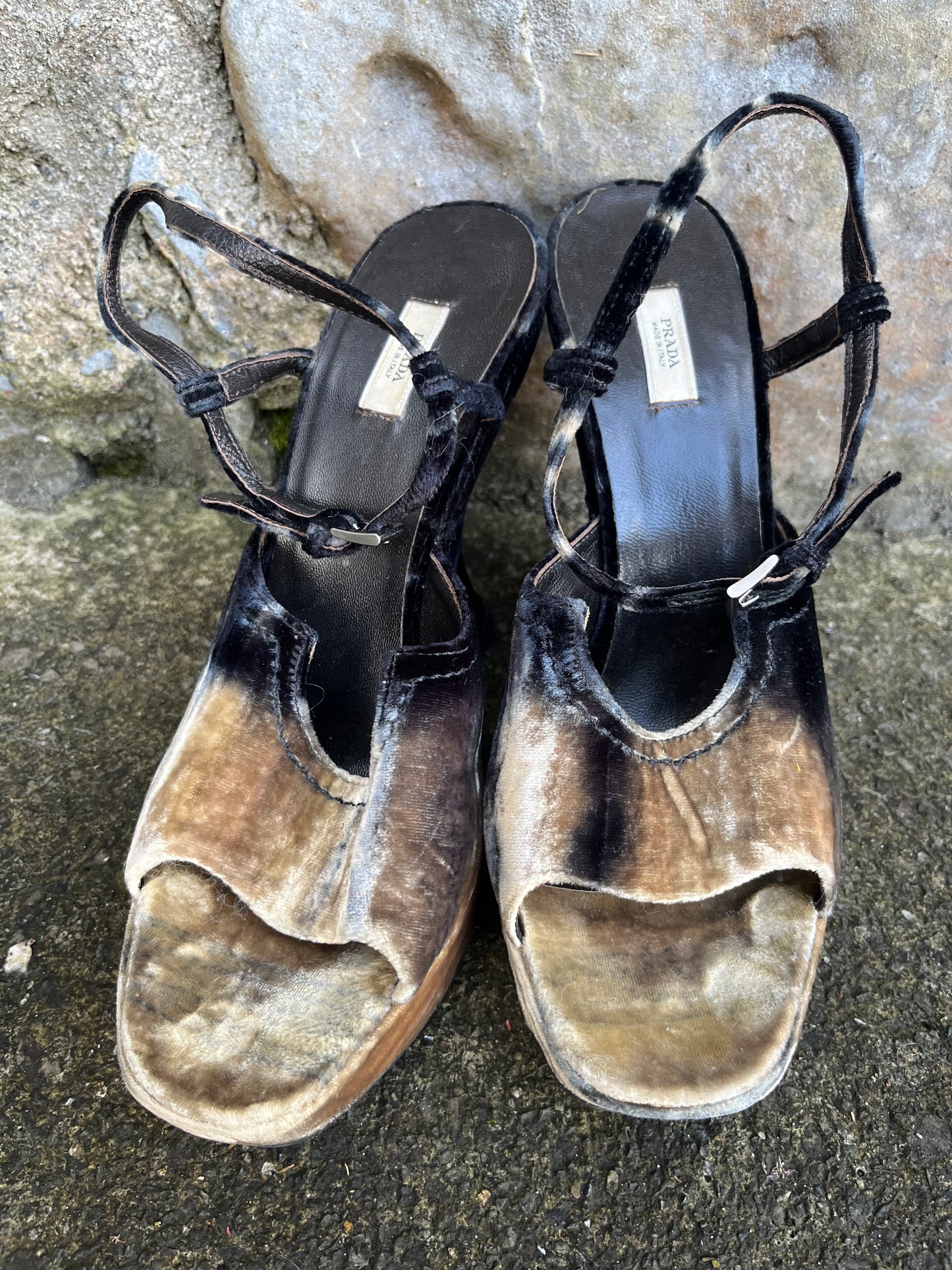 Grey velvet ombré wedges uk 6 (eu 39.5)
