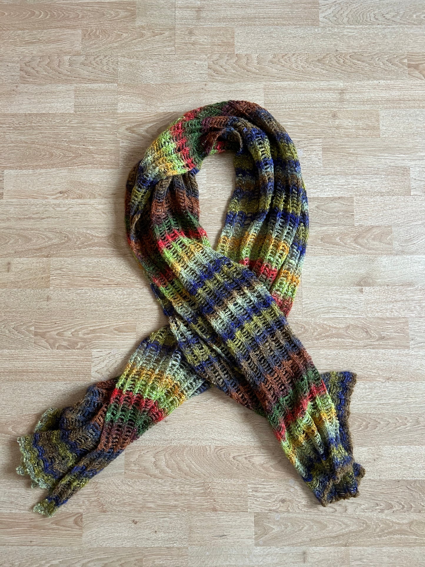 Green&brown stripy scarf