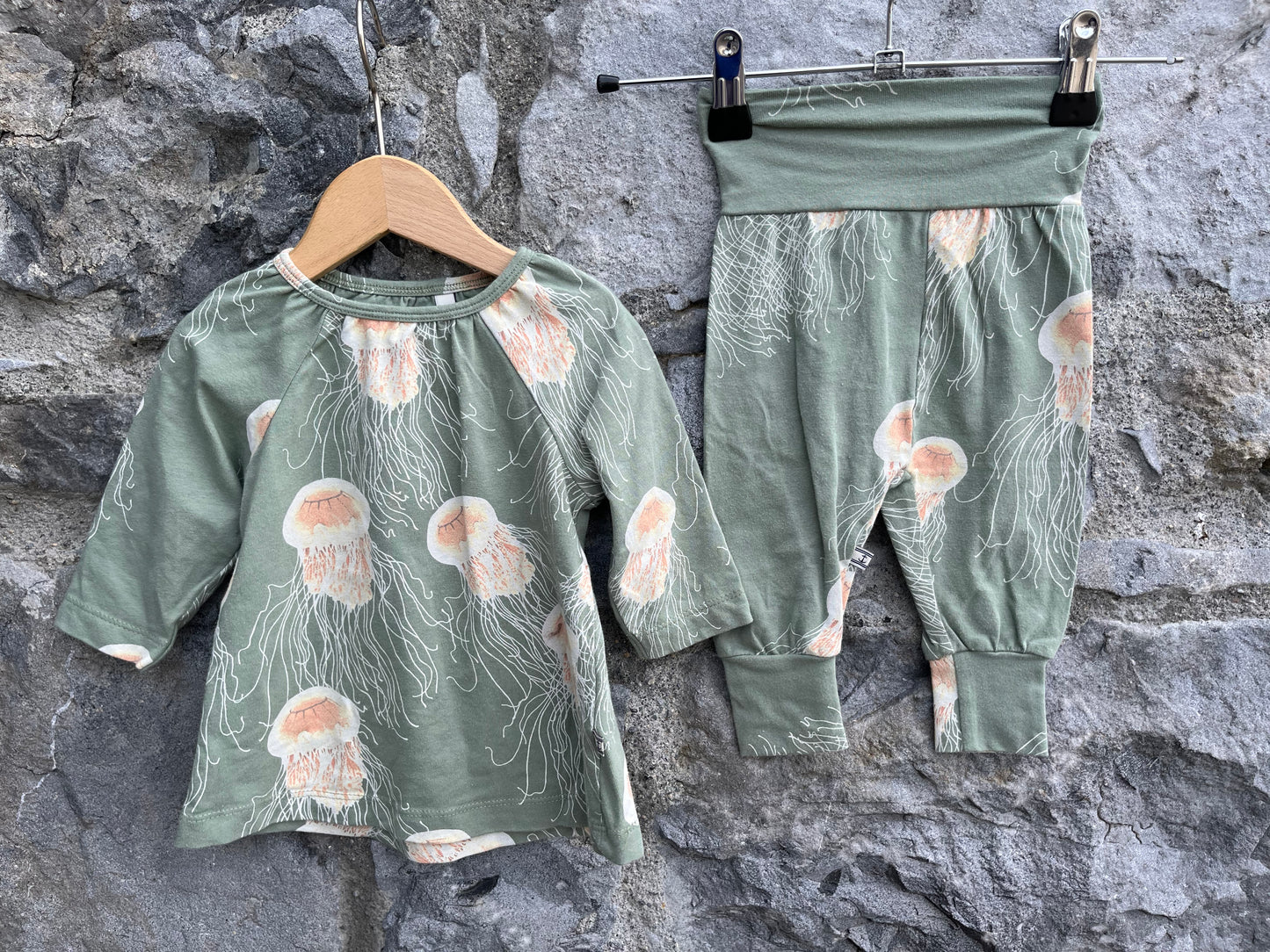 Jellyfish khaki top&pants 0-1m (50-56cm)