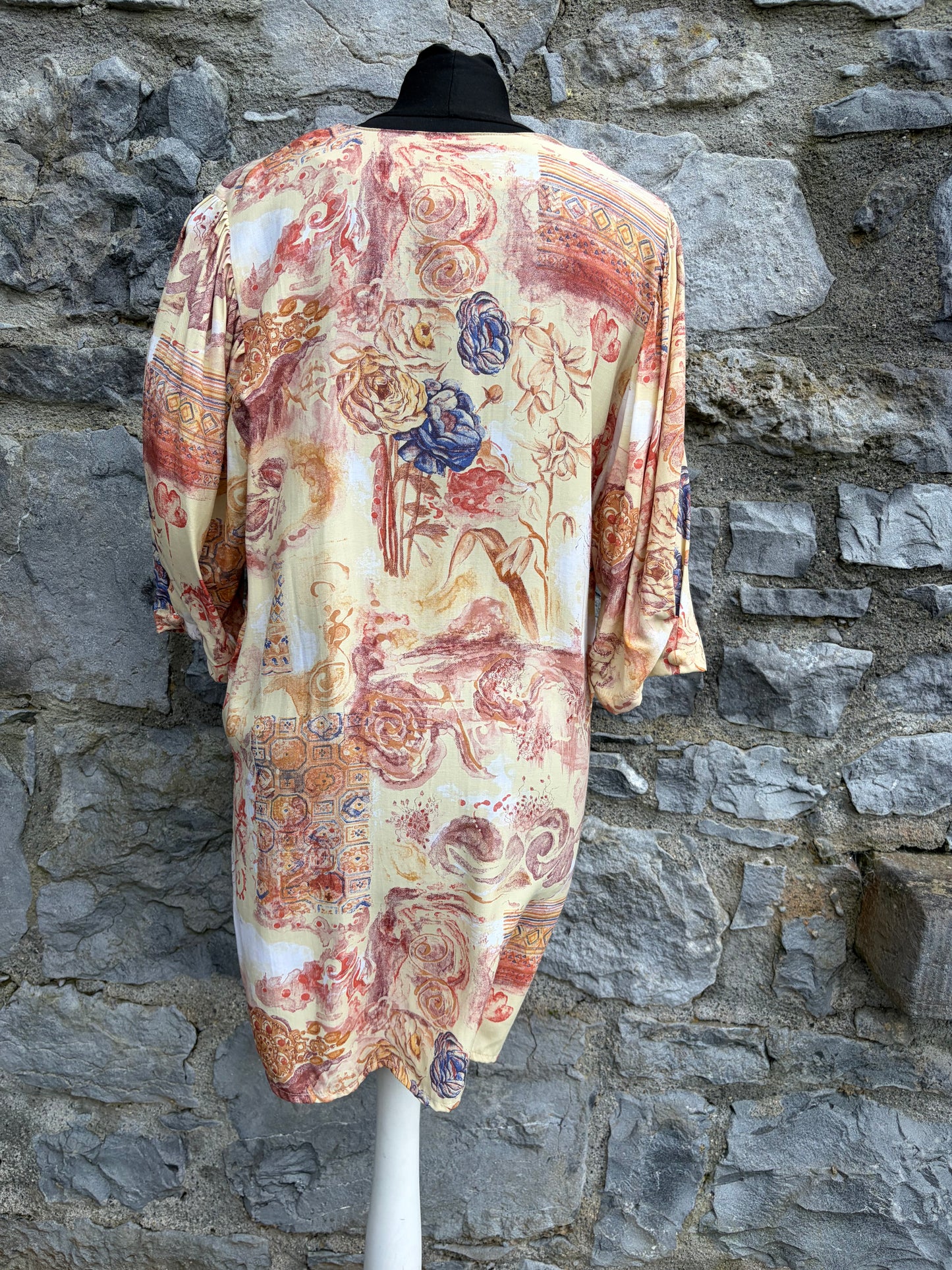 80s floral beige tunic uk 10-12