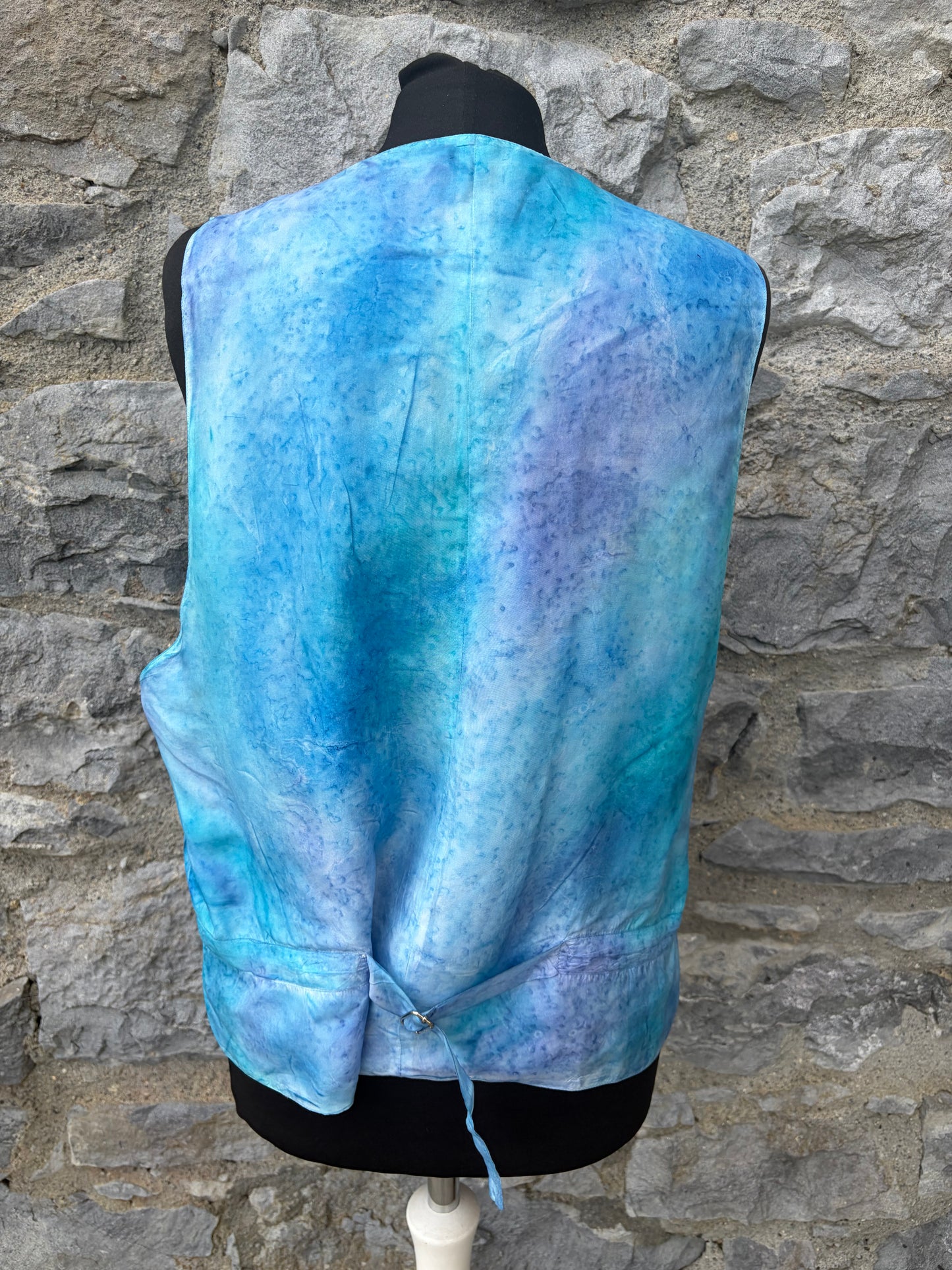 80s blue tie dye waistcoat Small