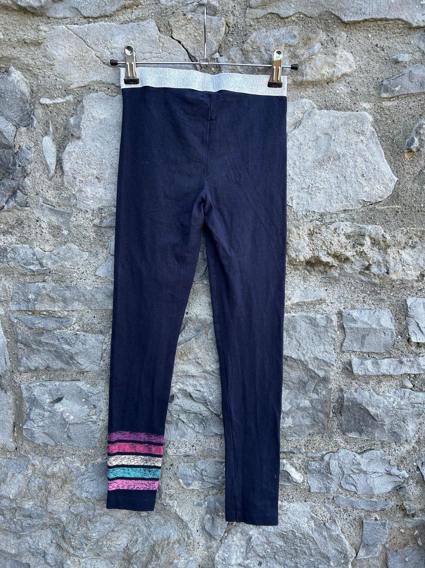Glitter waist navy leggings 7-8y (122-128cm)