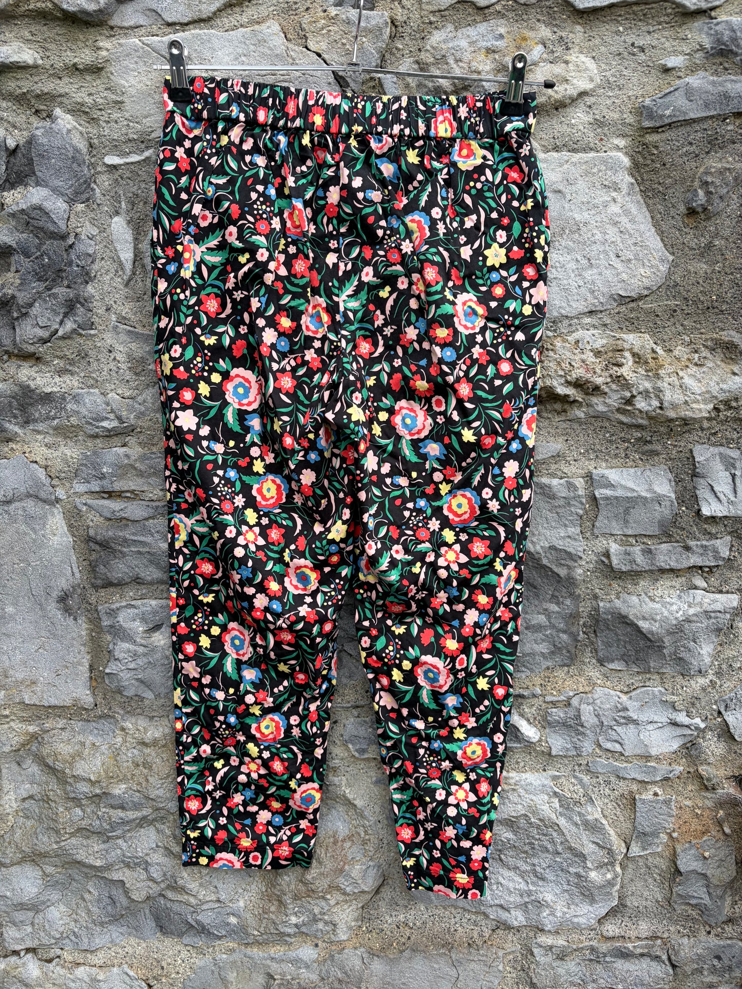 Floral cropped black trousers uk 8