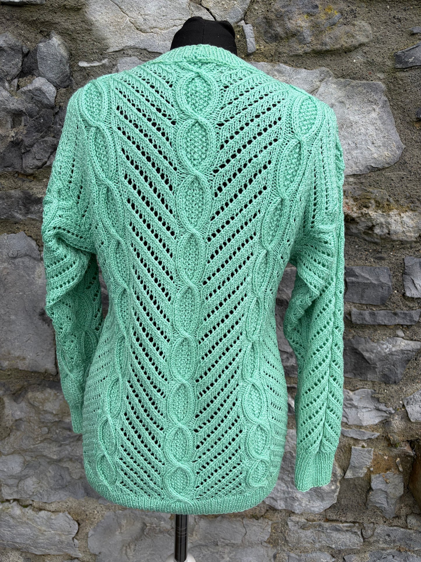 90s green hollow-out jumper uk 8-10