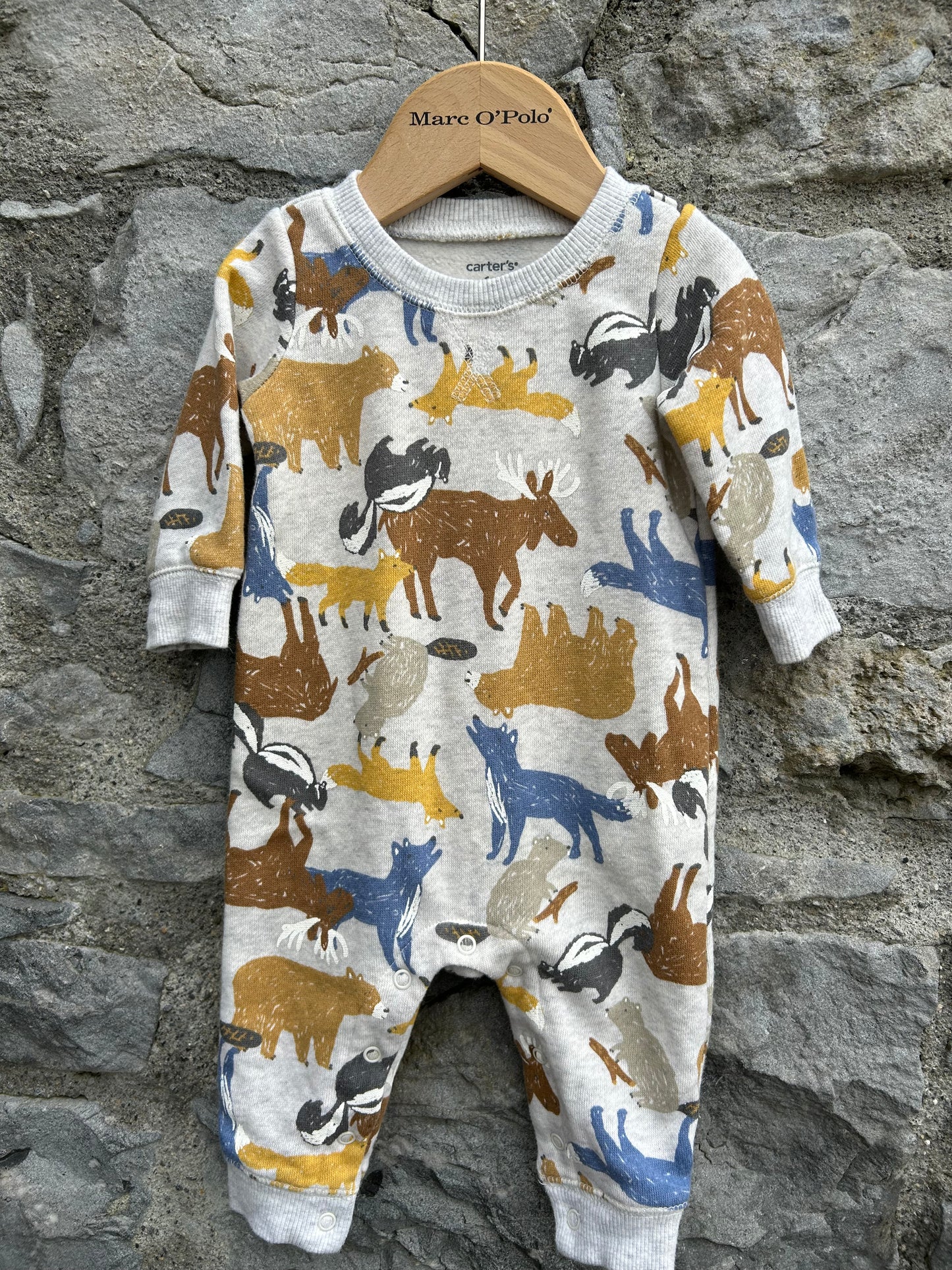 Woodland animals grey onesie 6m (68cm)