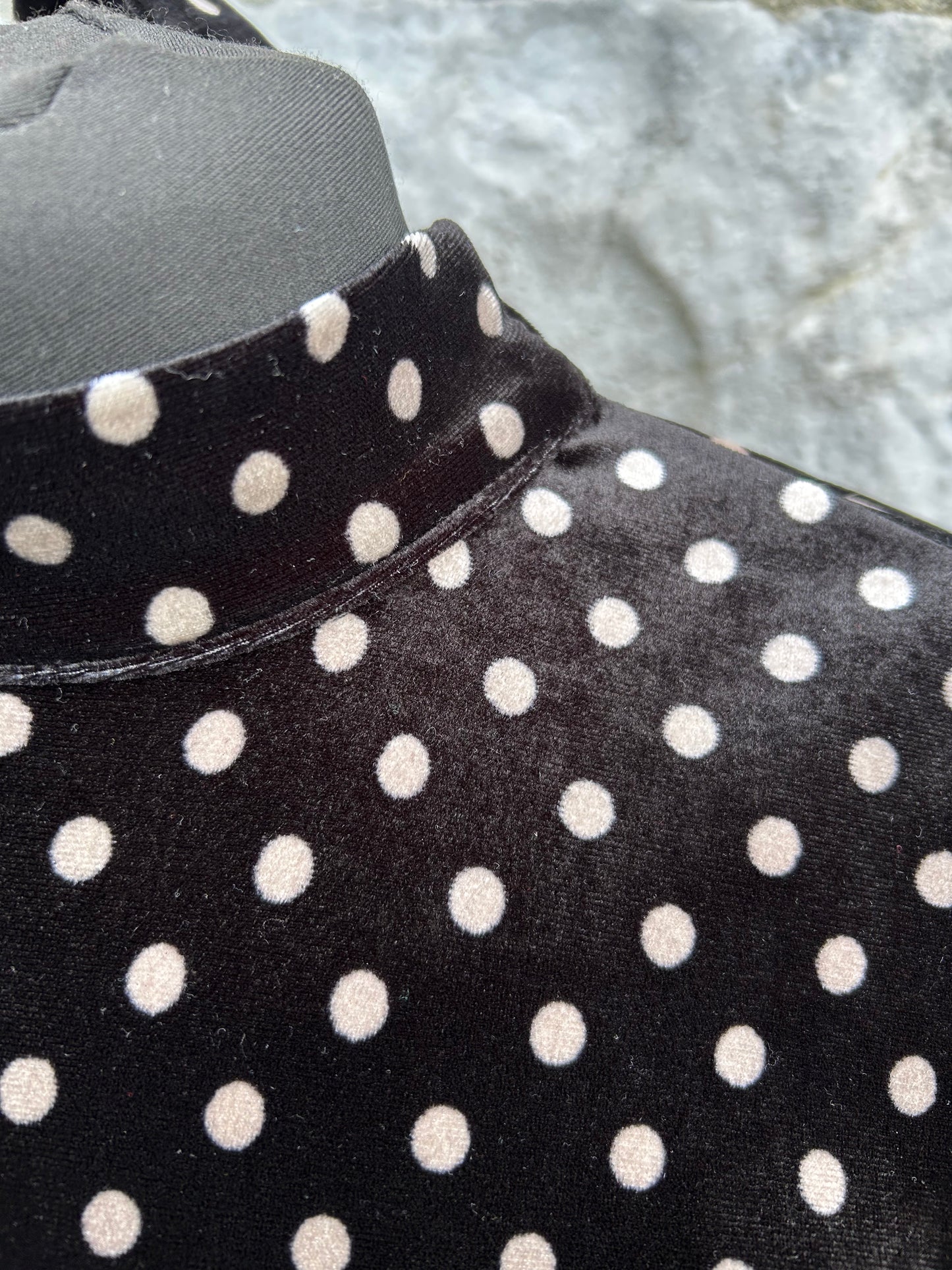 Polka dots black velvet dress uk 6-8
