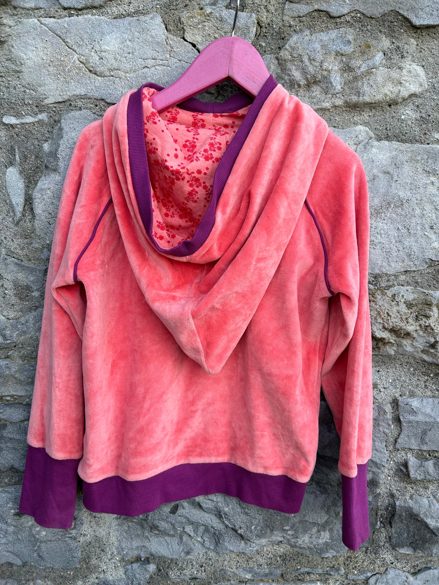 Pink velour hoodie 7-8y (122-128cm)