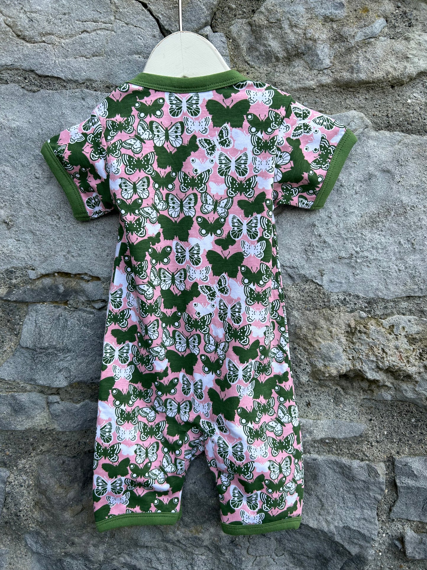 Green butterflies pink rompers 3m (62cm)