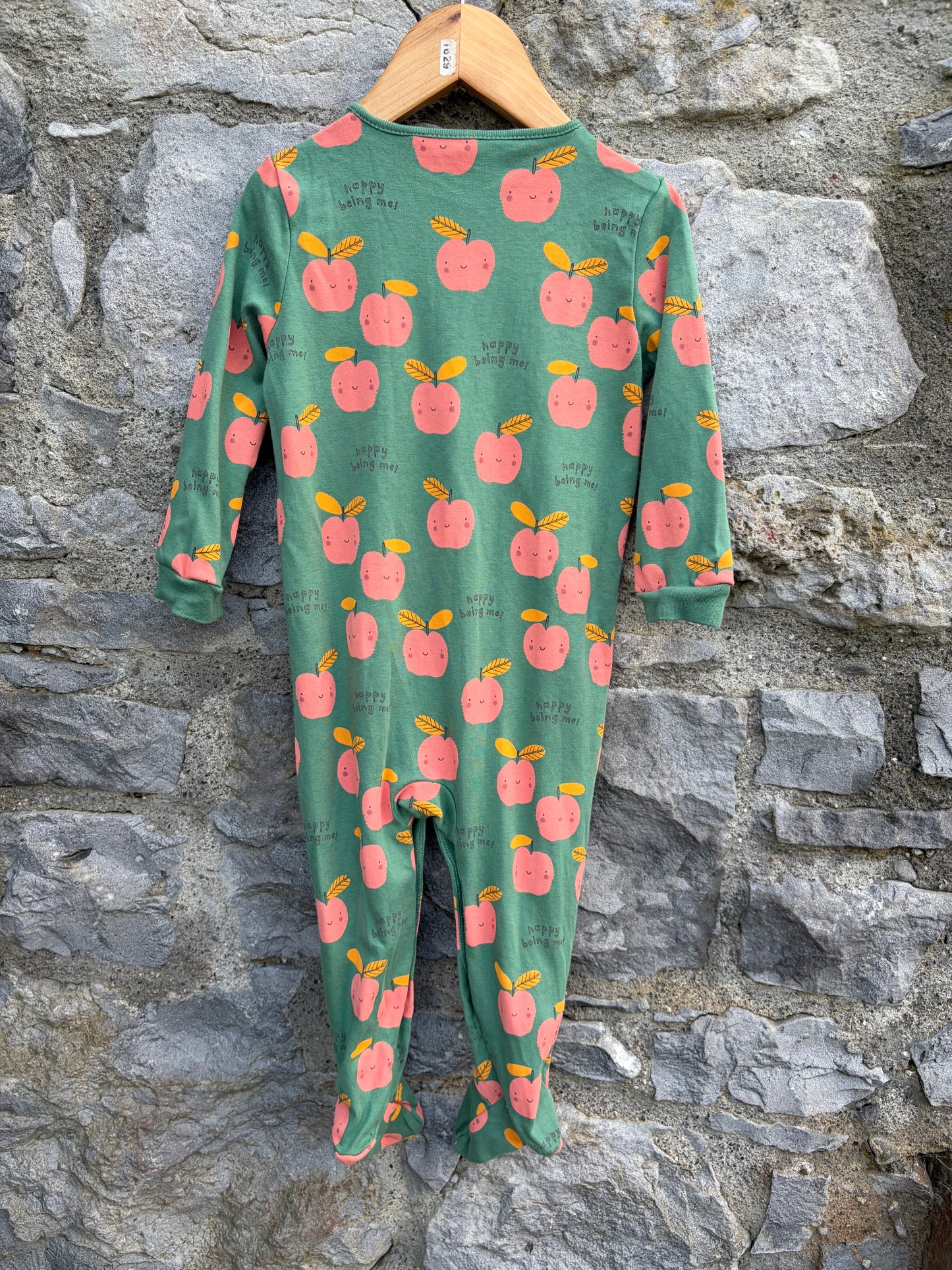 Pink apples green onesie 12-18m (80-86cm)