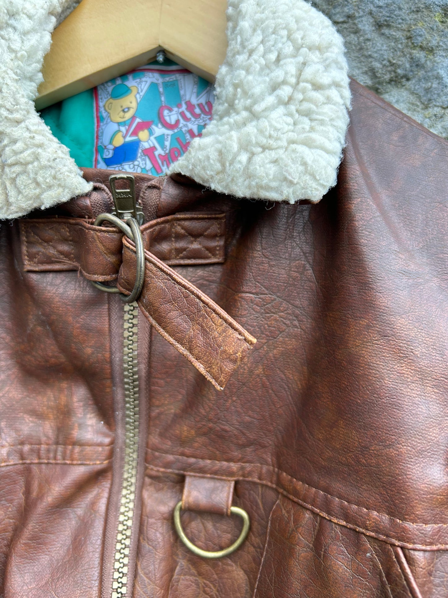 80s brown leather aviator jacket 18m (86cm)