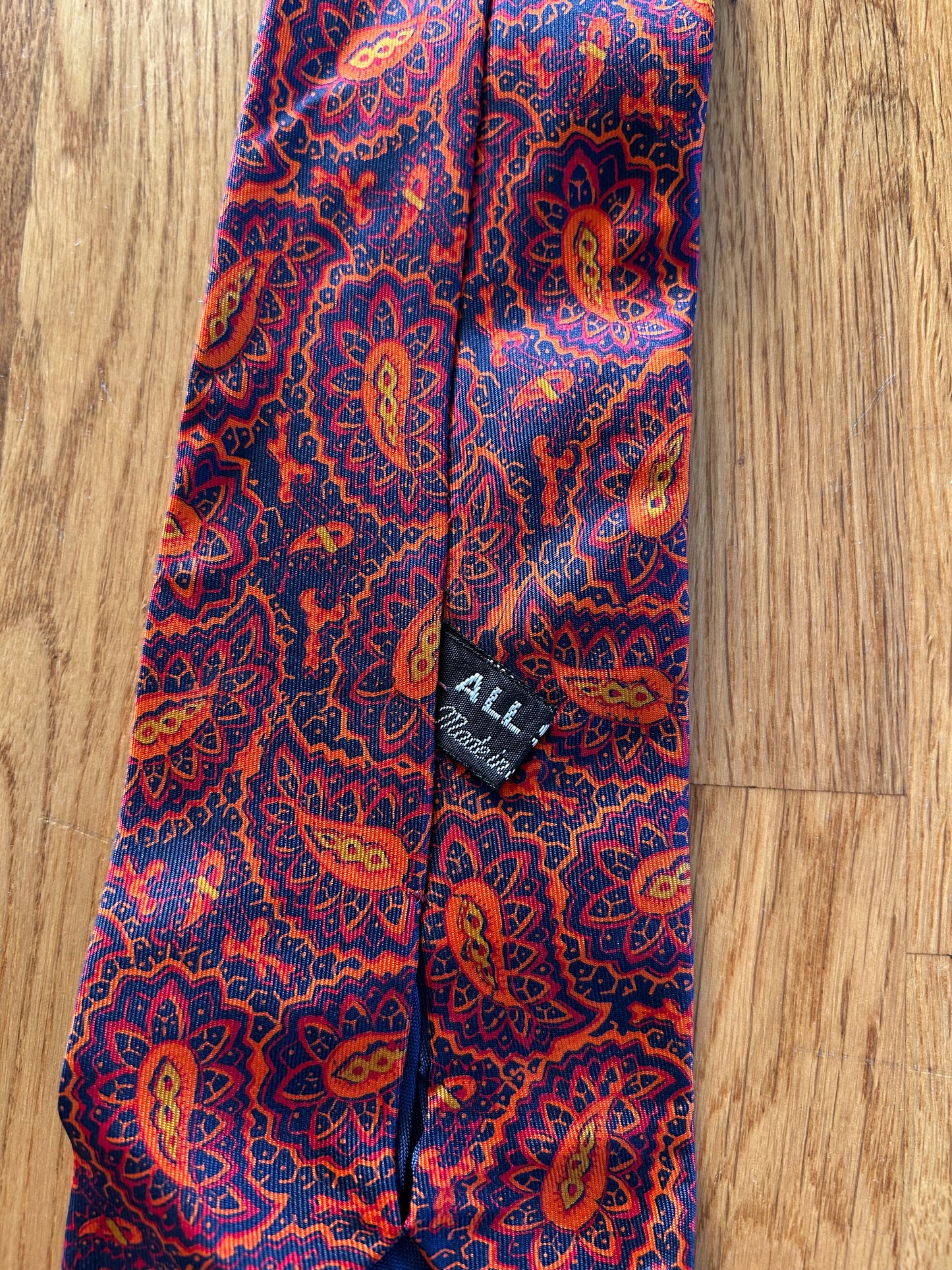 Navy&orange paisley tie