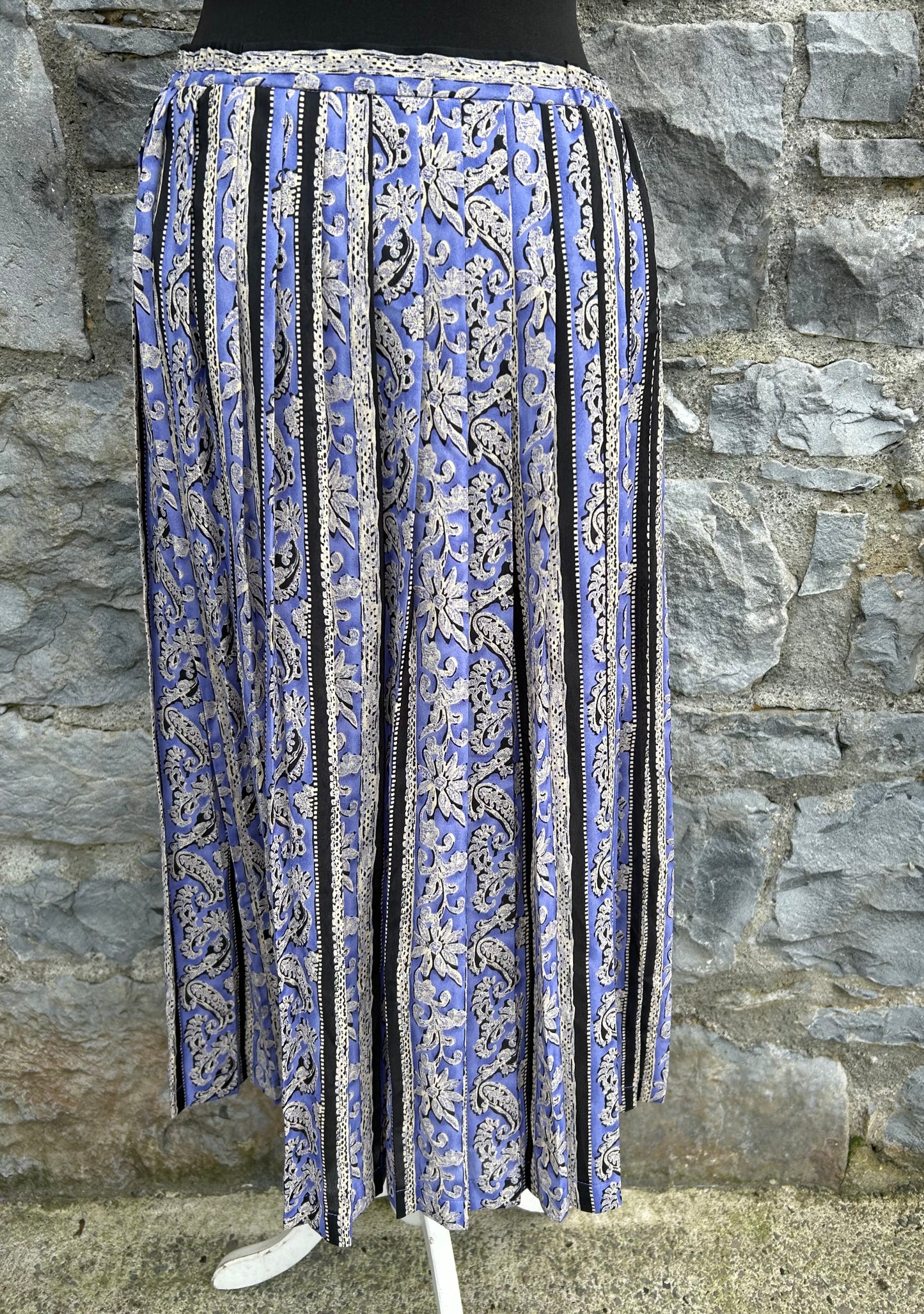 80s Purple floral pleated skirt uk 10-12