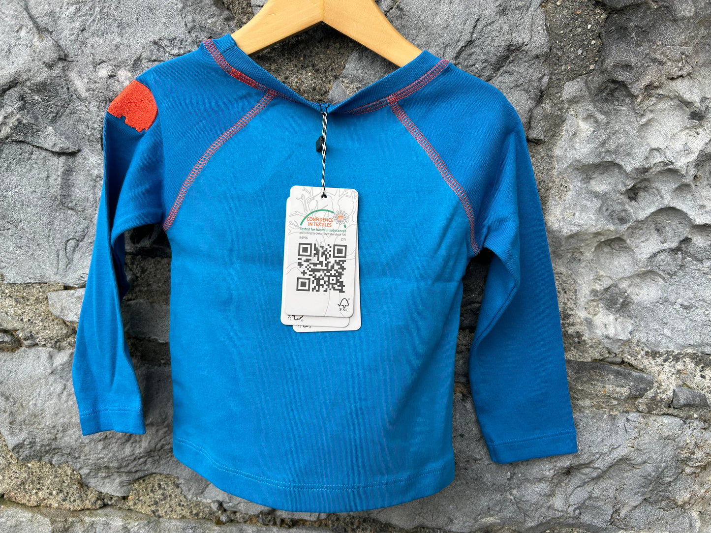 Blue raglan top 12m (80cm)