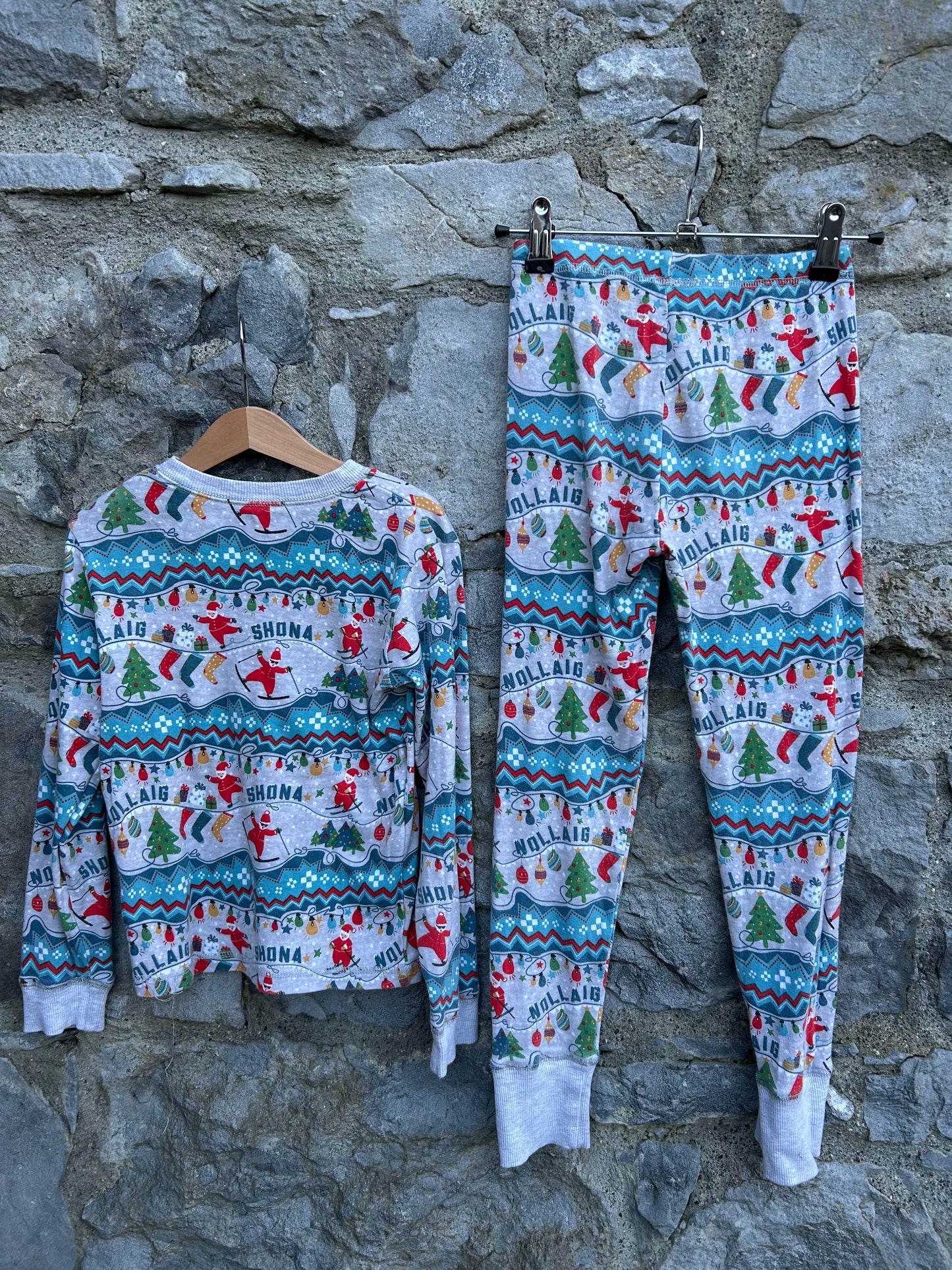Skiing Santa Grey&blue pj 7y (122cm)