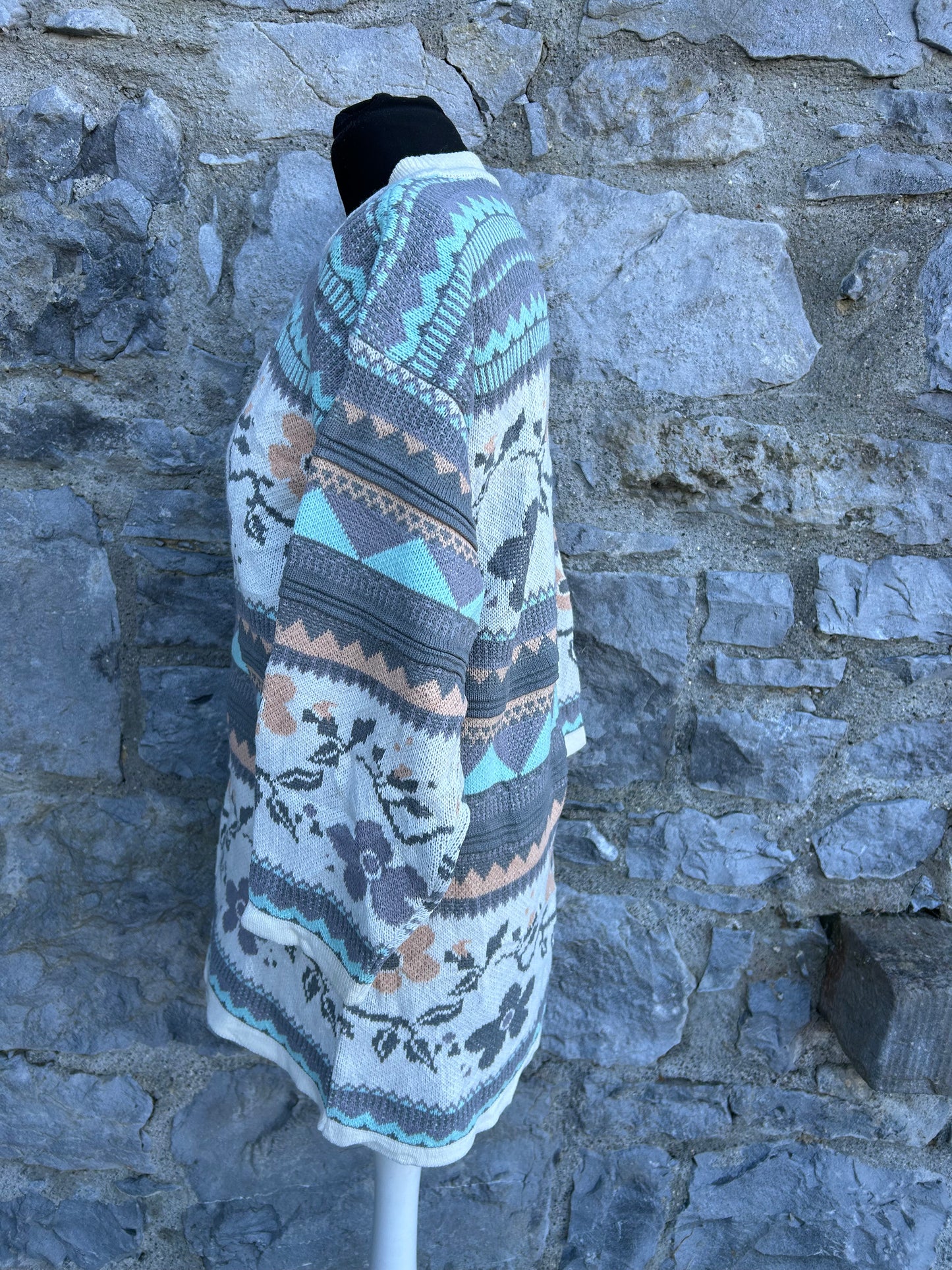 80s pastel floral long jumper uk 10-12