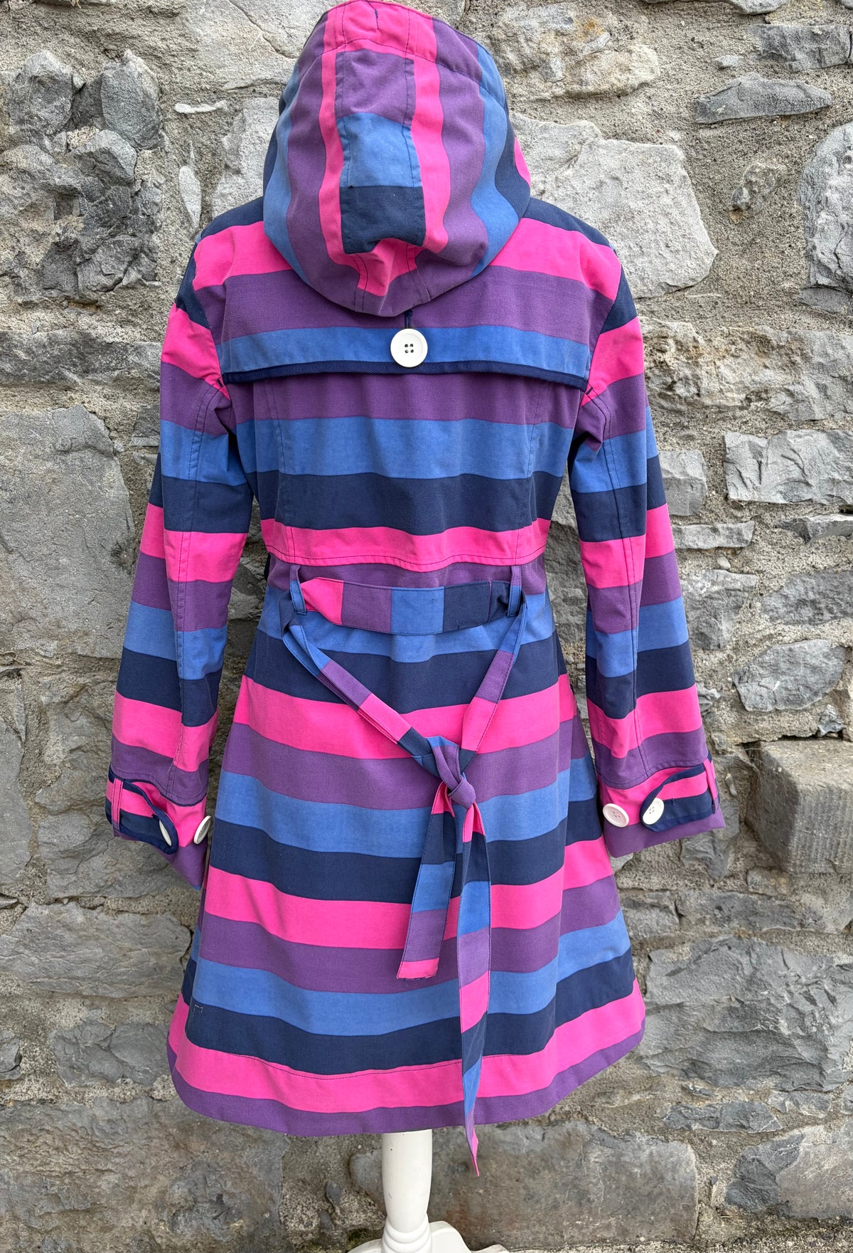 Purple&pink stripy raincoat uk 8