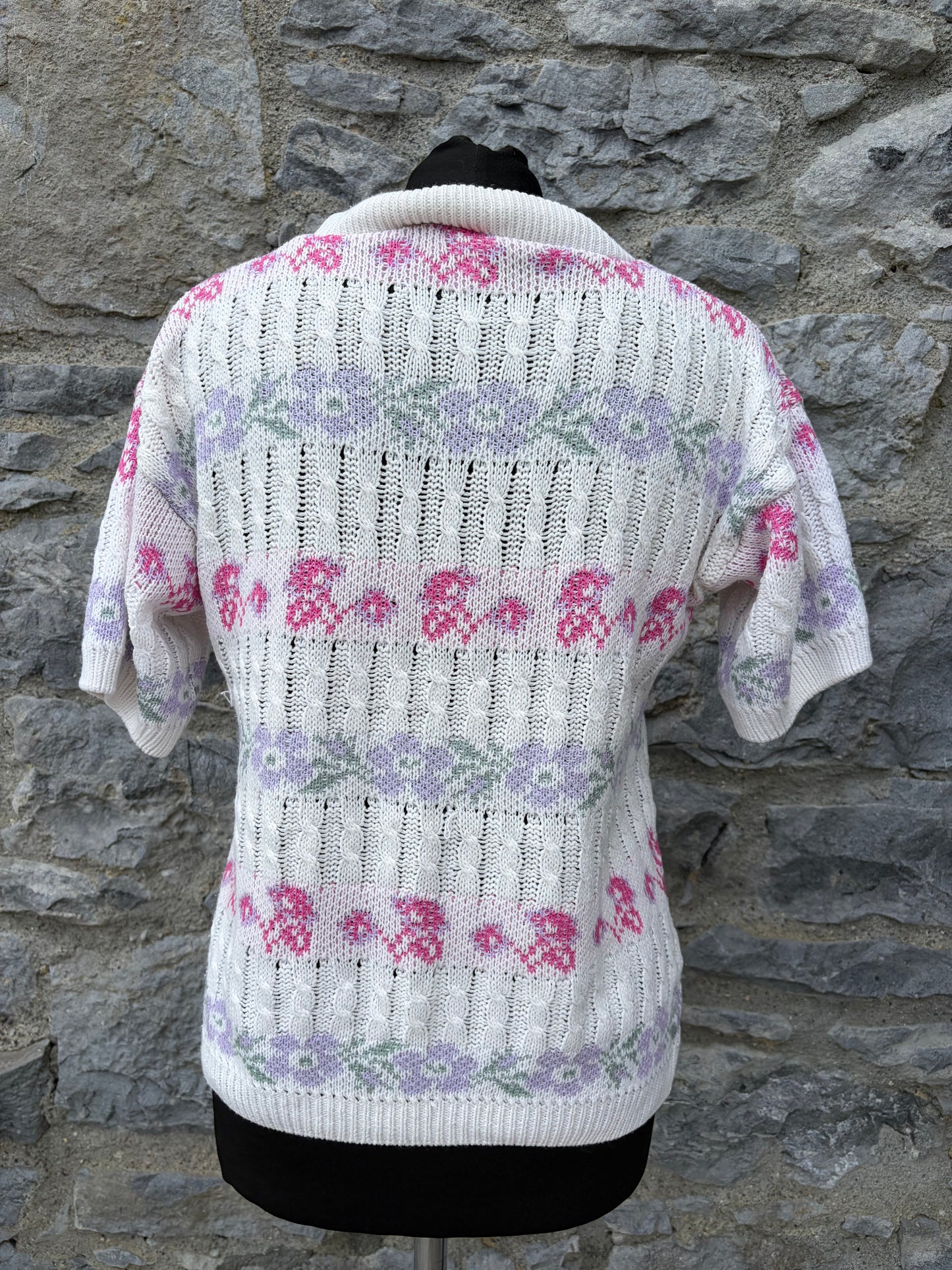 80s floral stripes knitted top uk 8-10