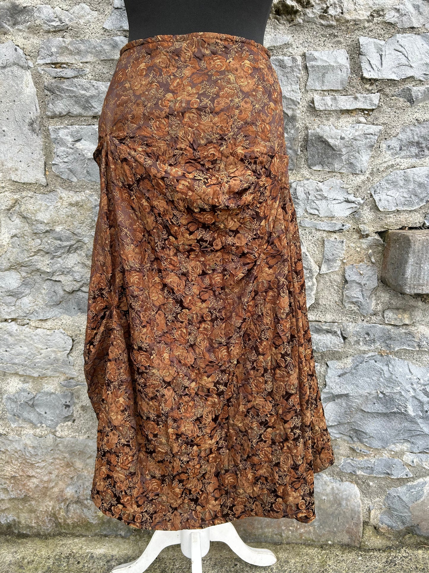 Y2K brown flowers skirt uk 8