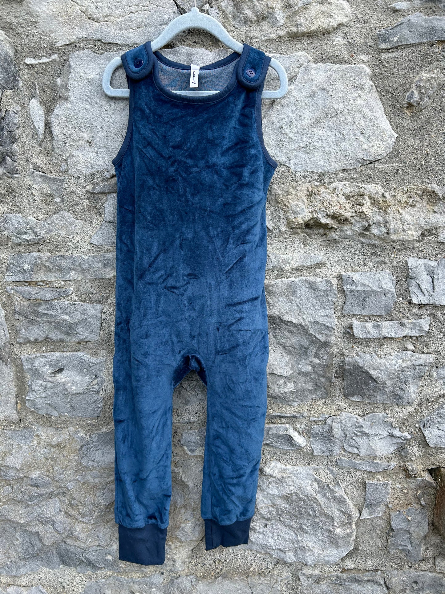 Navy velour playsuit 3-4y (98-104cm)