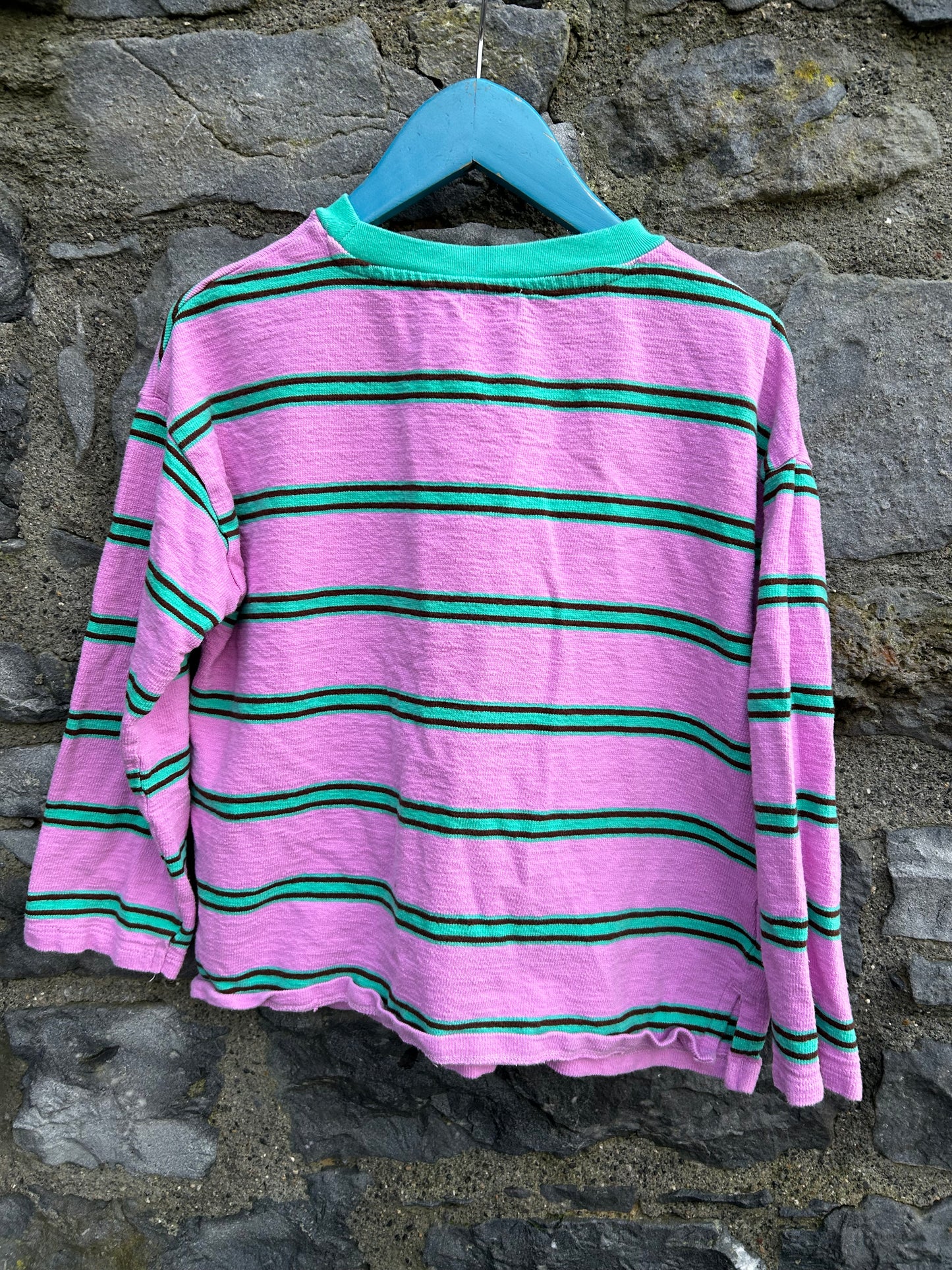 Pink&green stripy top 9y (134cm)