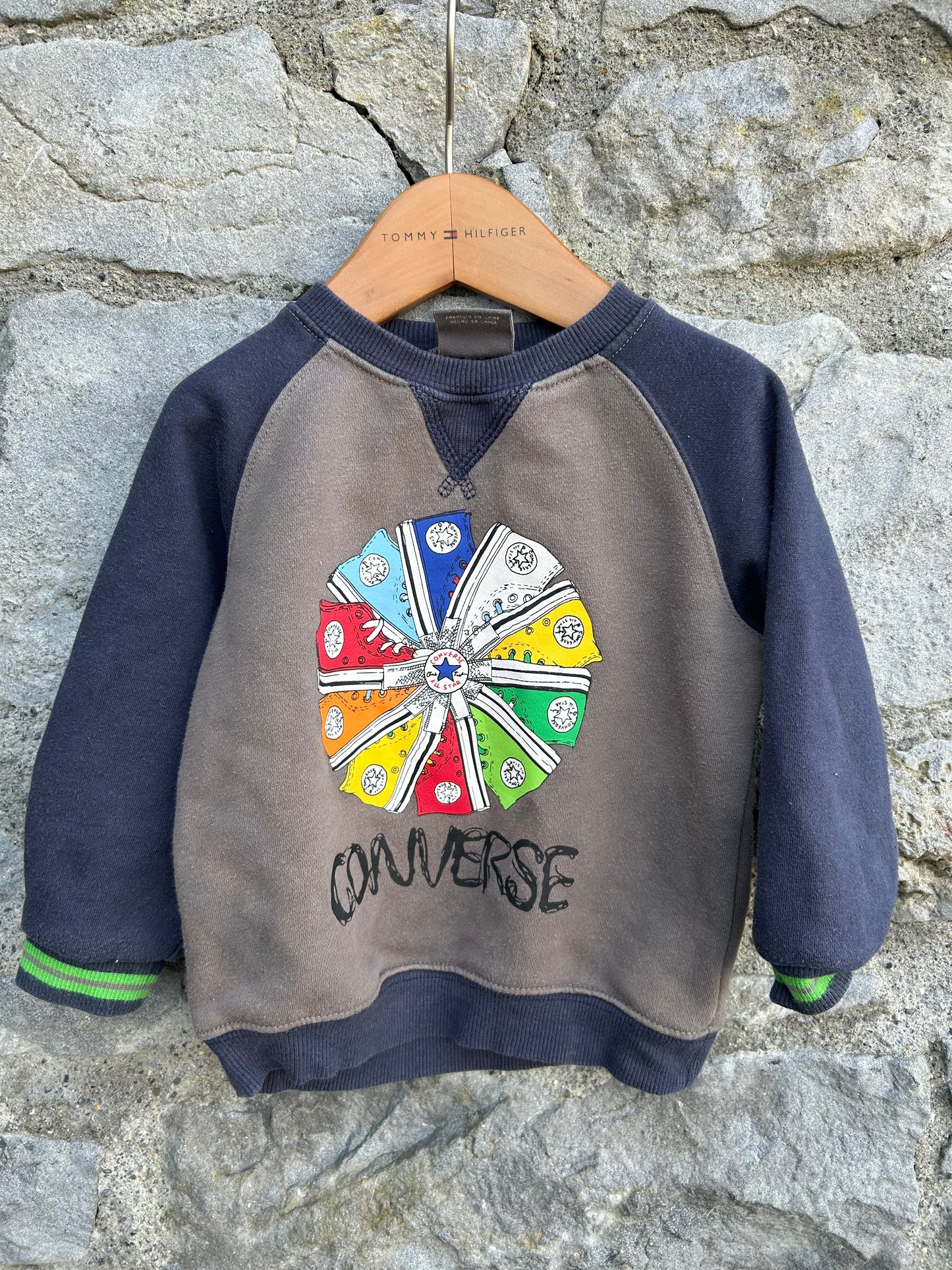 Brown&navy raglan sweatshirt 12m (80cm)