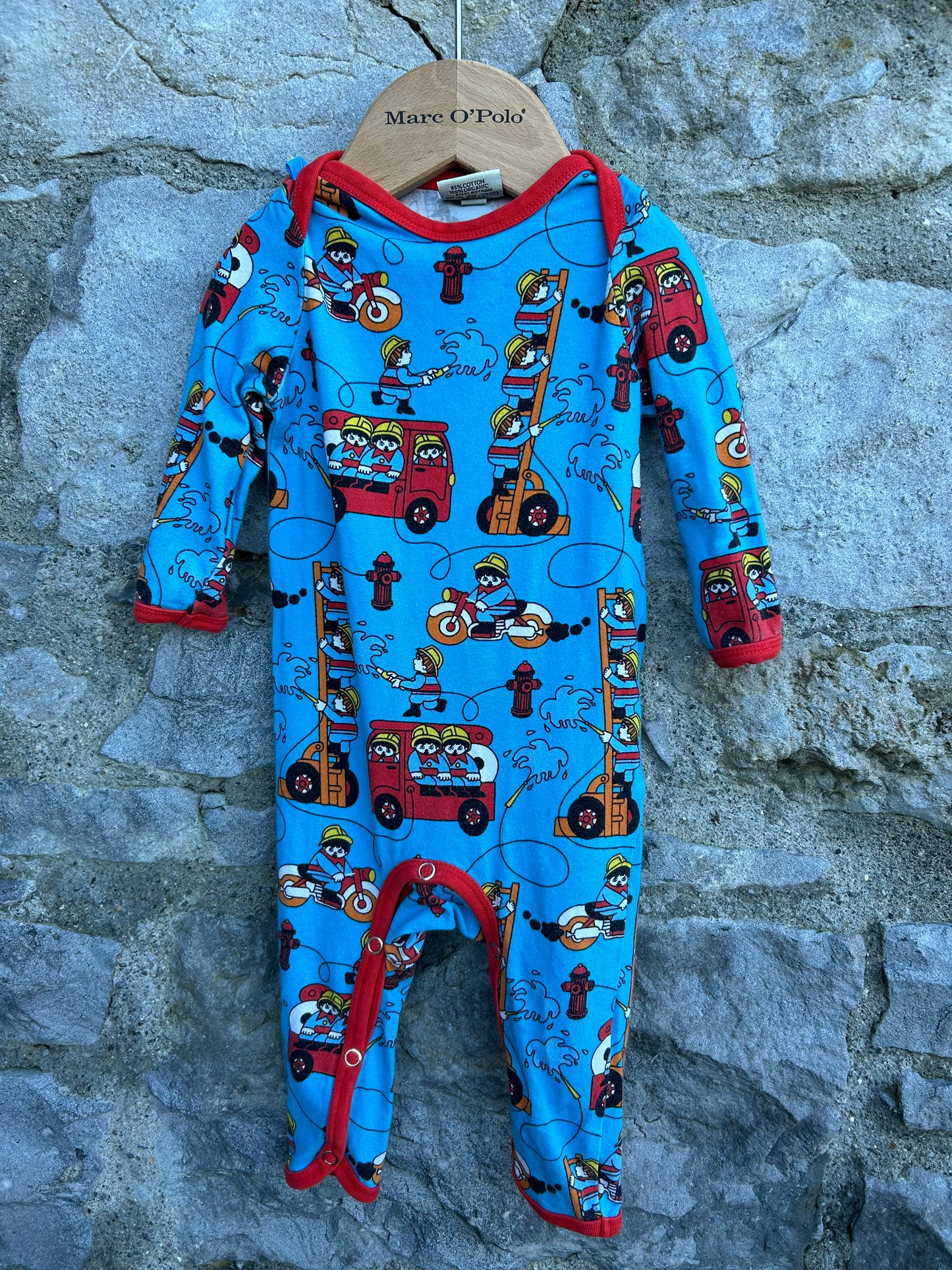Blue firemen onesie 0-3m (56-62cm)