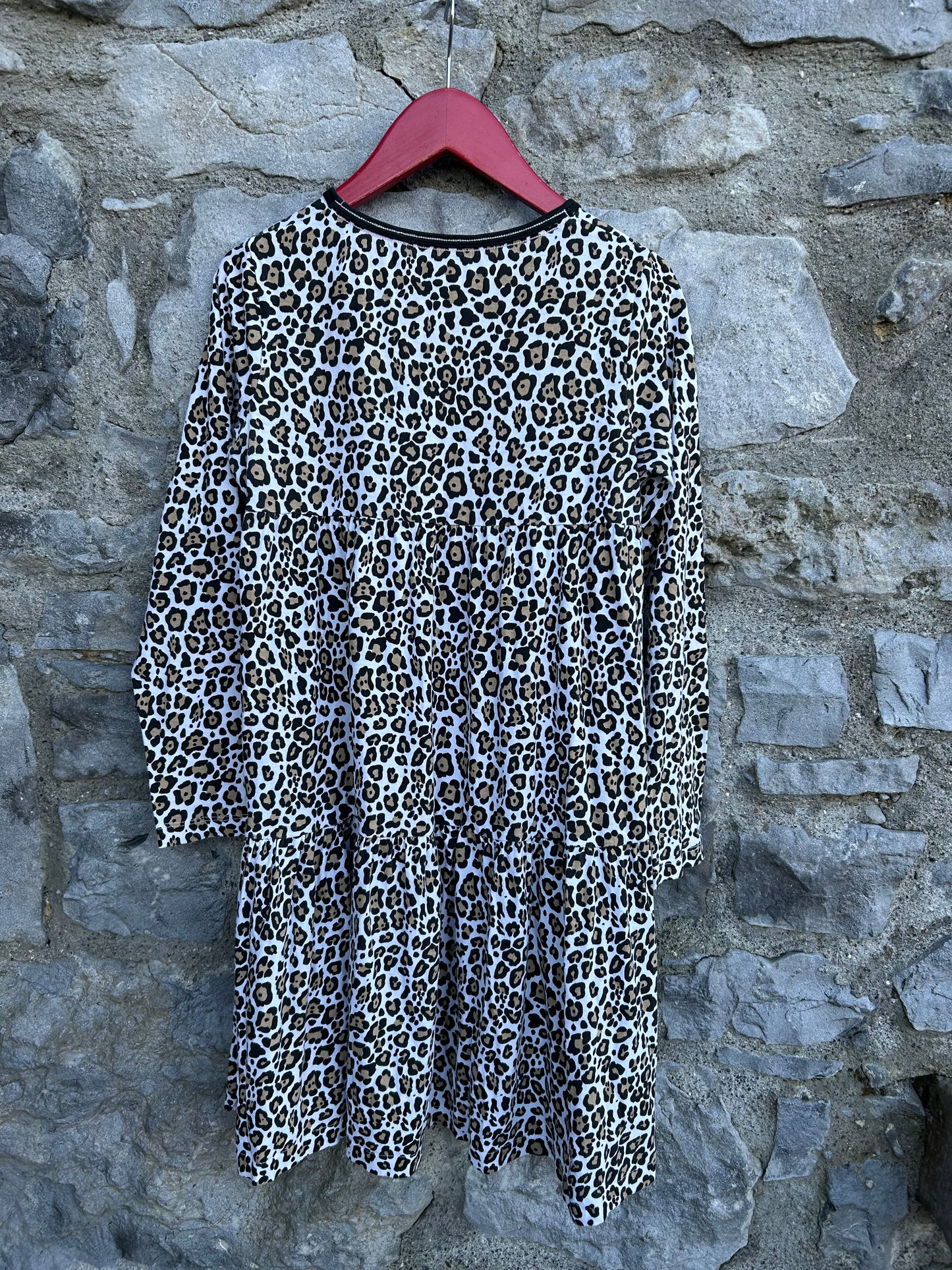 Leopard print white dress 11y (146cm)