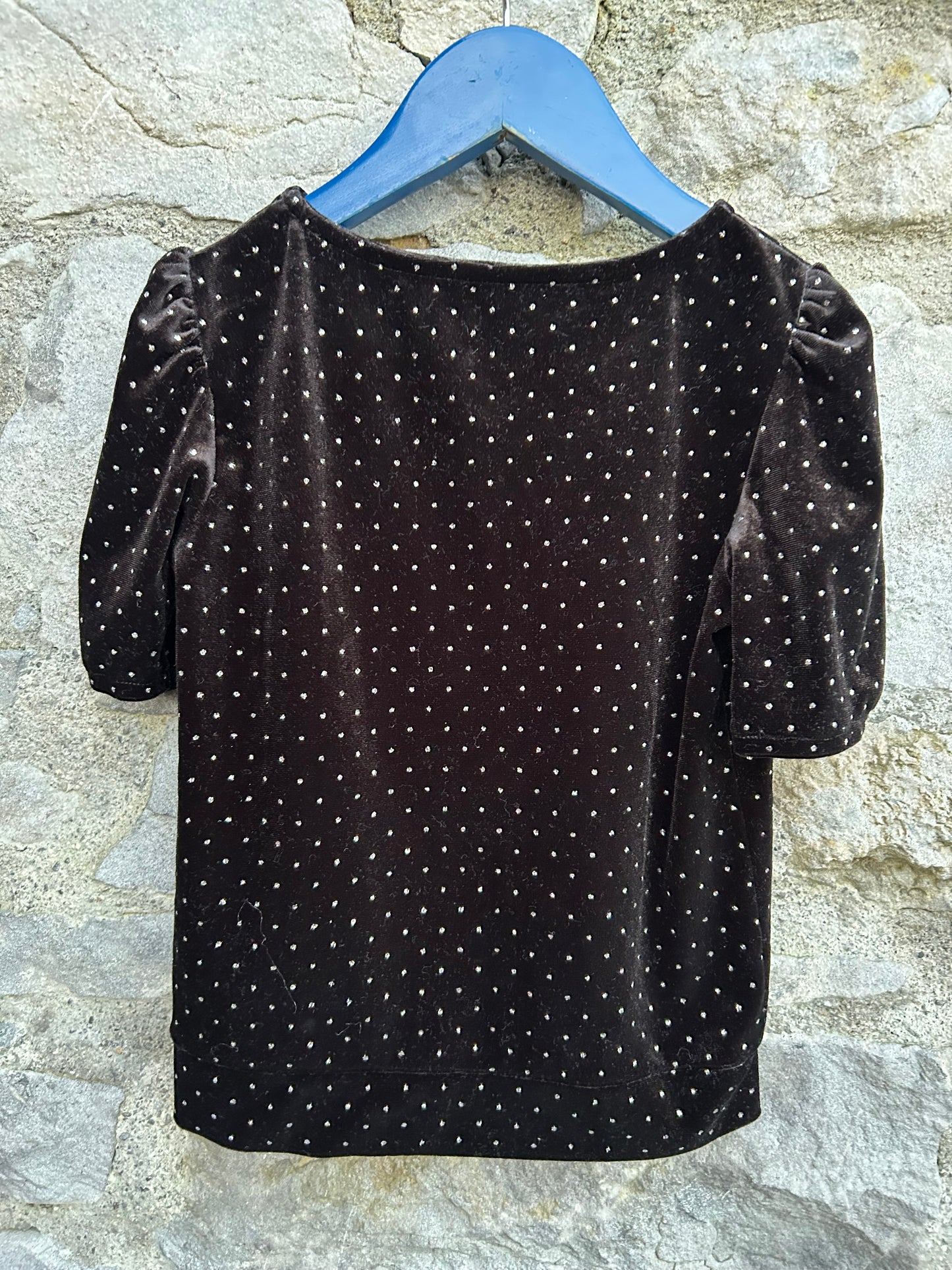 Spotty black velvet top 6-7y (116-122cm)