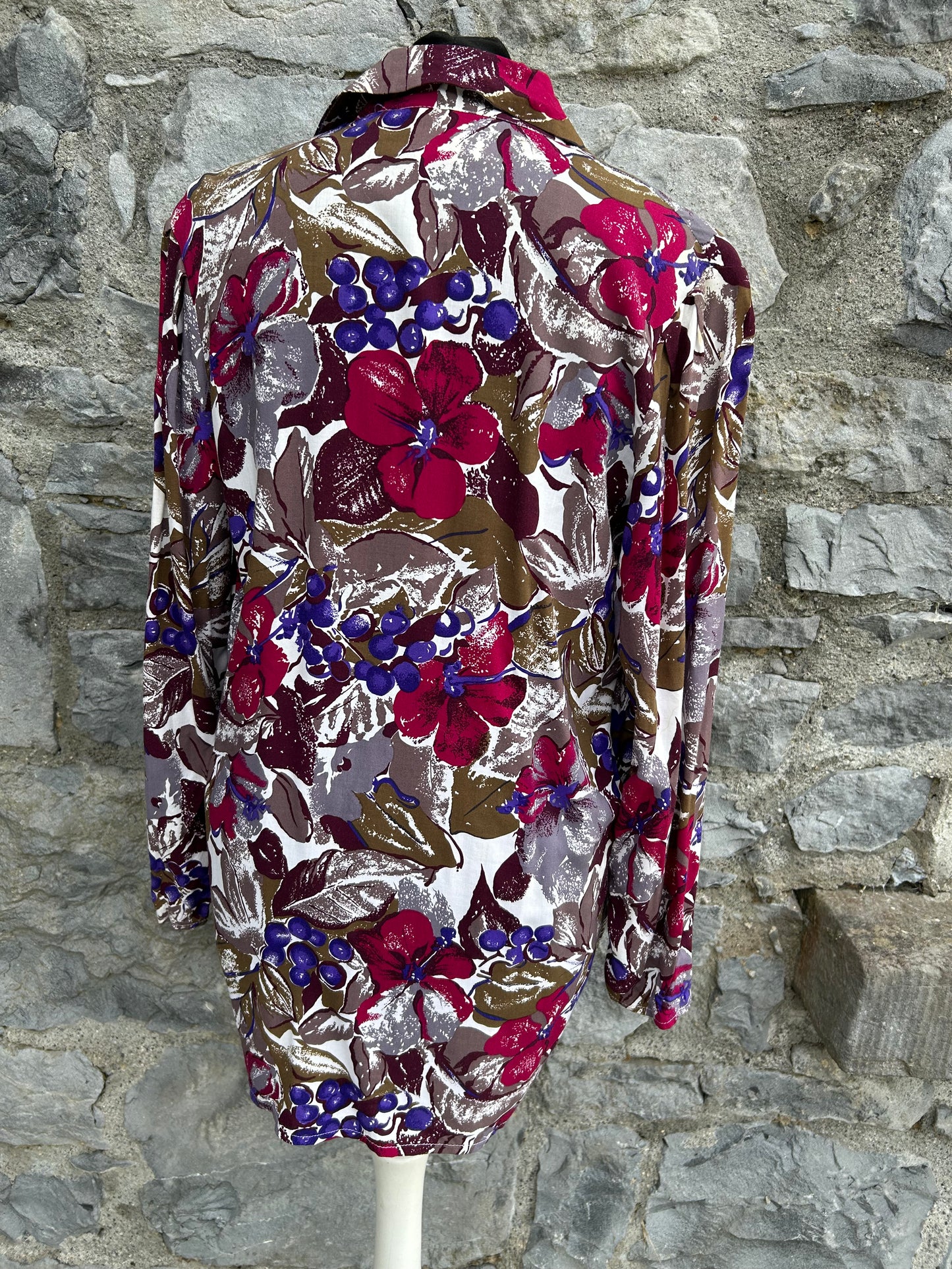 80s maroon&brown flowers jacket uk 10-12
