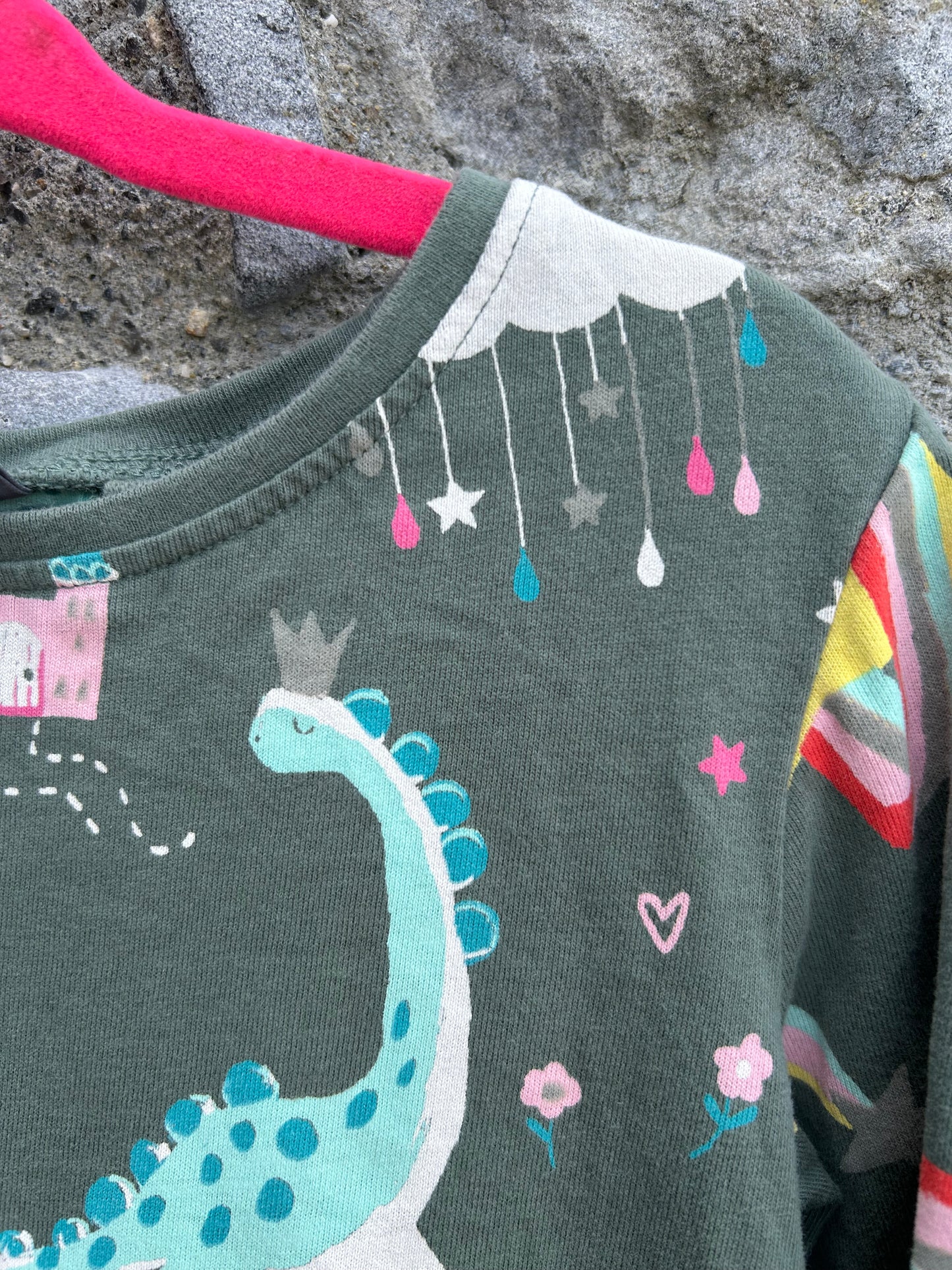 Dinosaurs&rainbows grey dress 2-3y (92-98cm)