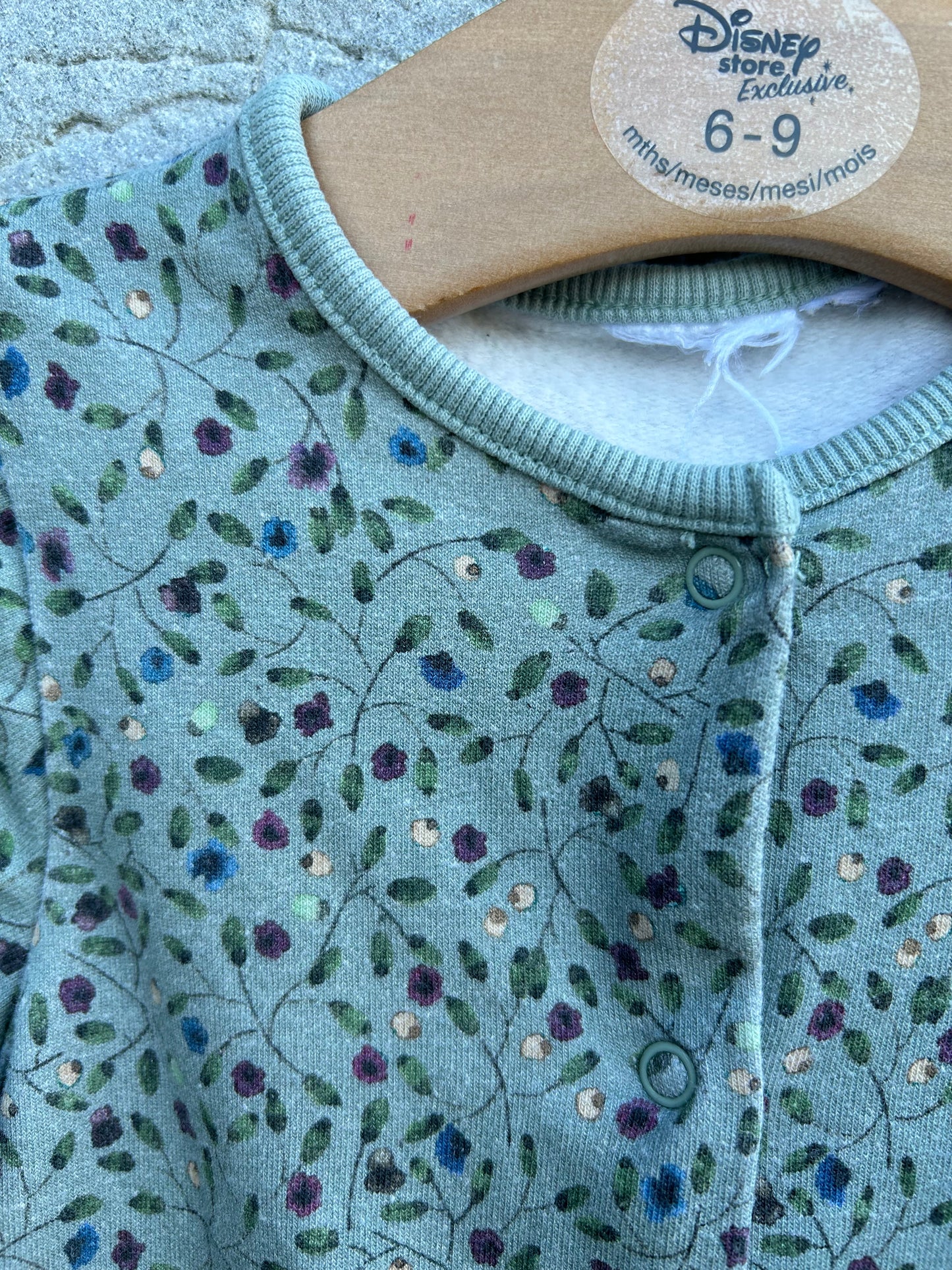 Green floral sweat onesie 6-9m (68-74cm)
