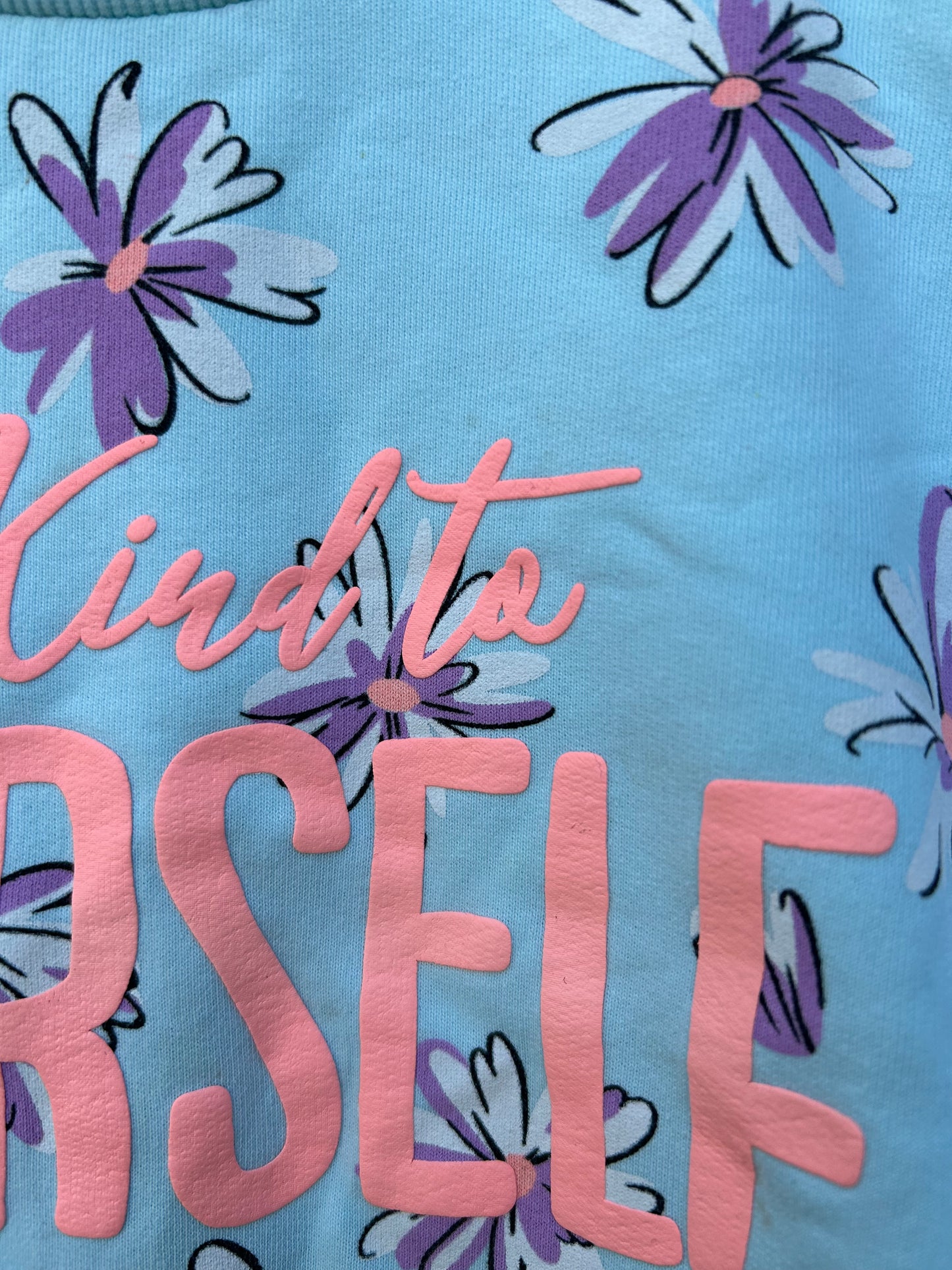 Floral baby blue sweatshirt 3-4y (98-104cm)