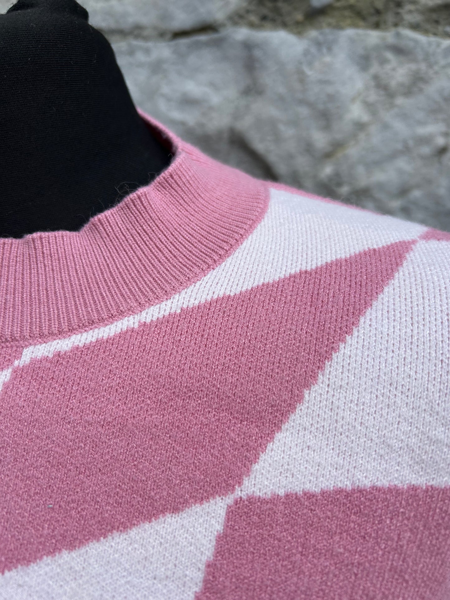 Pink geometric jumper uk 8